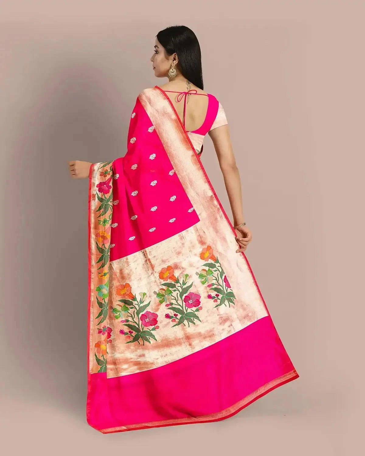 Banarasi Upada Hot Pink Silk Saree - Pallodstore