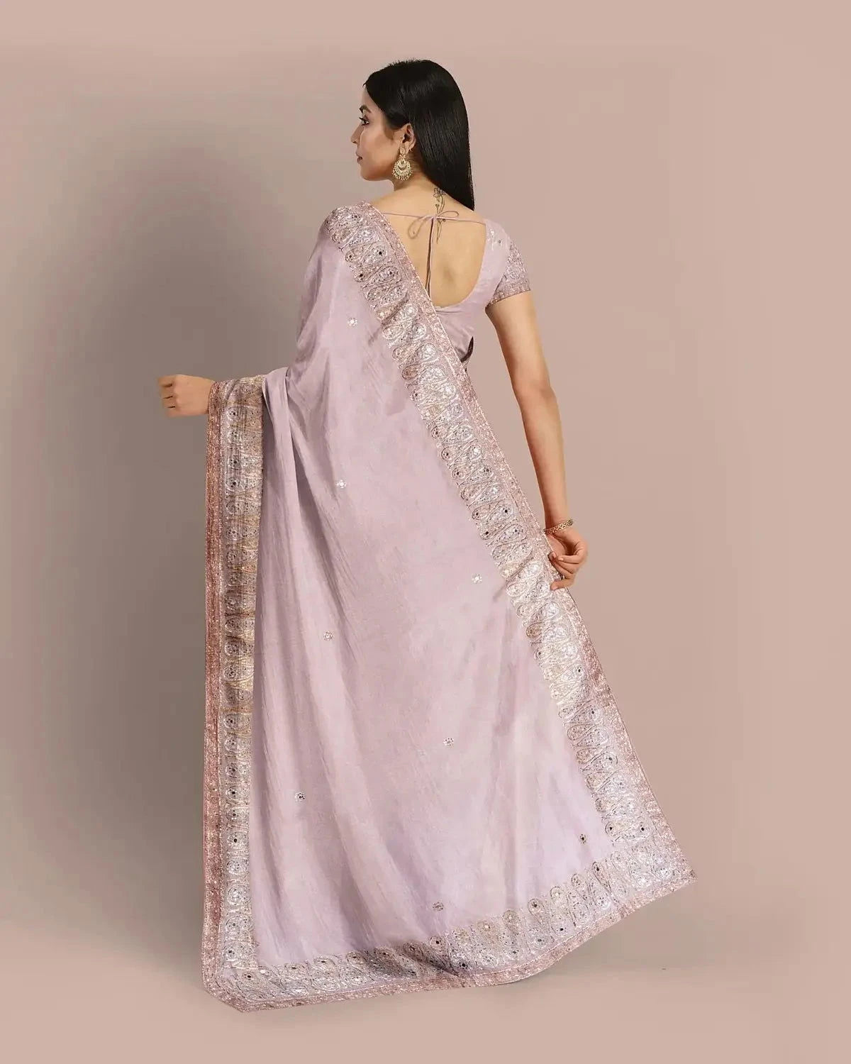 Blush Pink Tissue Saree - Pallodstore