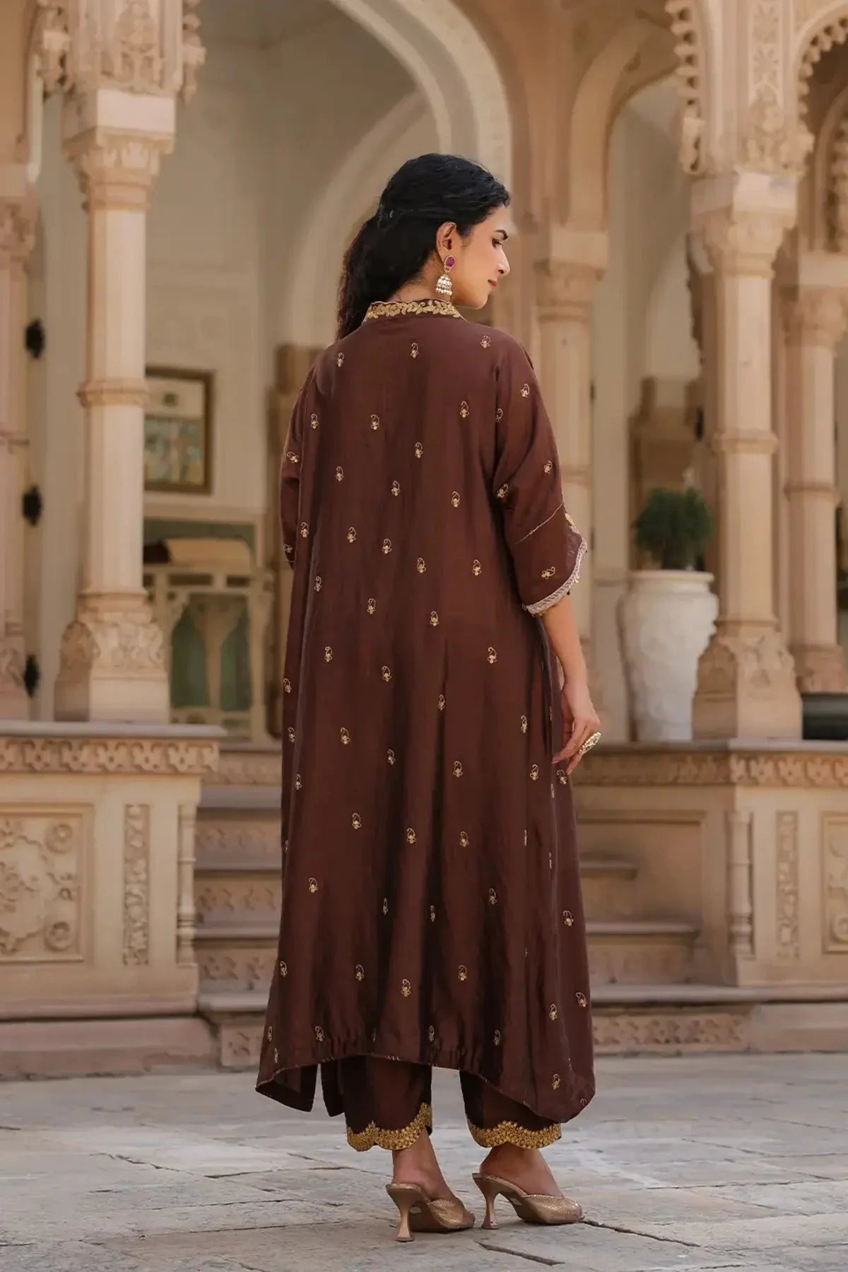Brown Riwayat Kaftan Set - Pallodstore