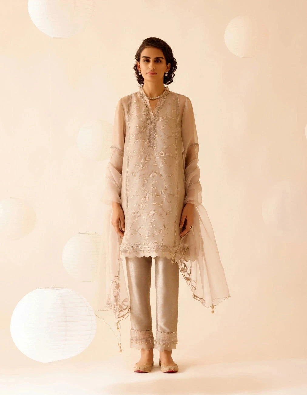 Bunka Farida Sand Kurta Set - Pallodstore