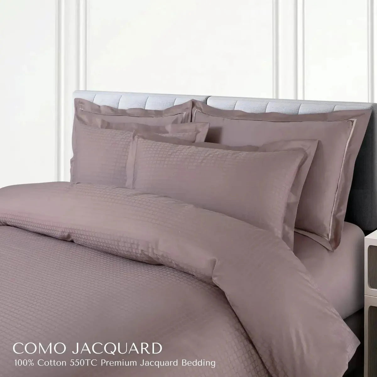 Como Premium Jacquard Checks Wine Color King Size Bedsheet Set - Pallodstore