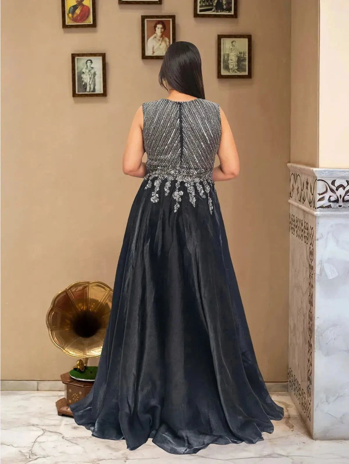 Designer Black Tissue Gown - Pallodstore