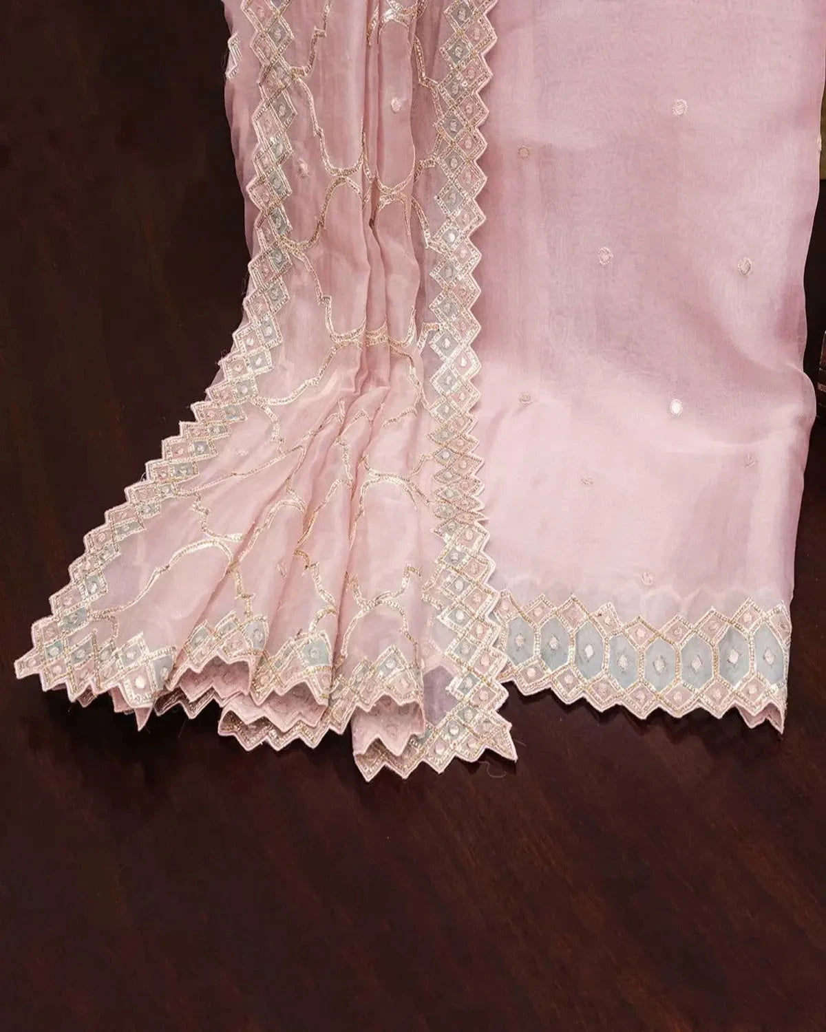 Embroidered Baby Pink Dress Material - Pallodstore
