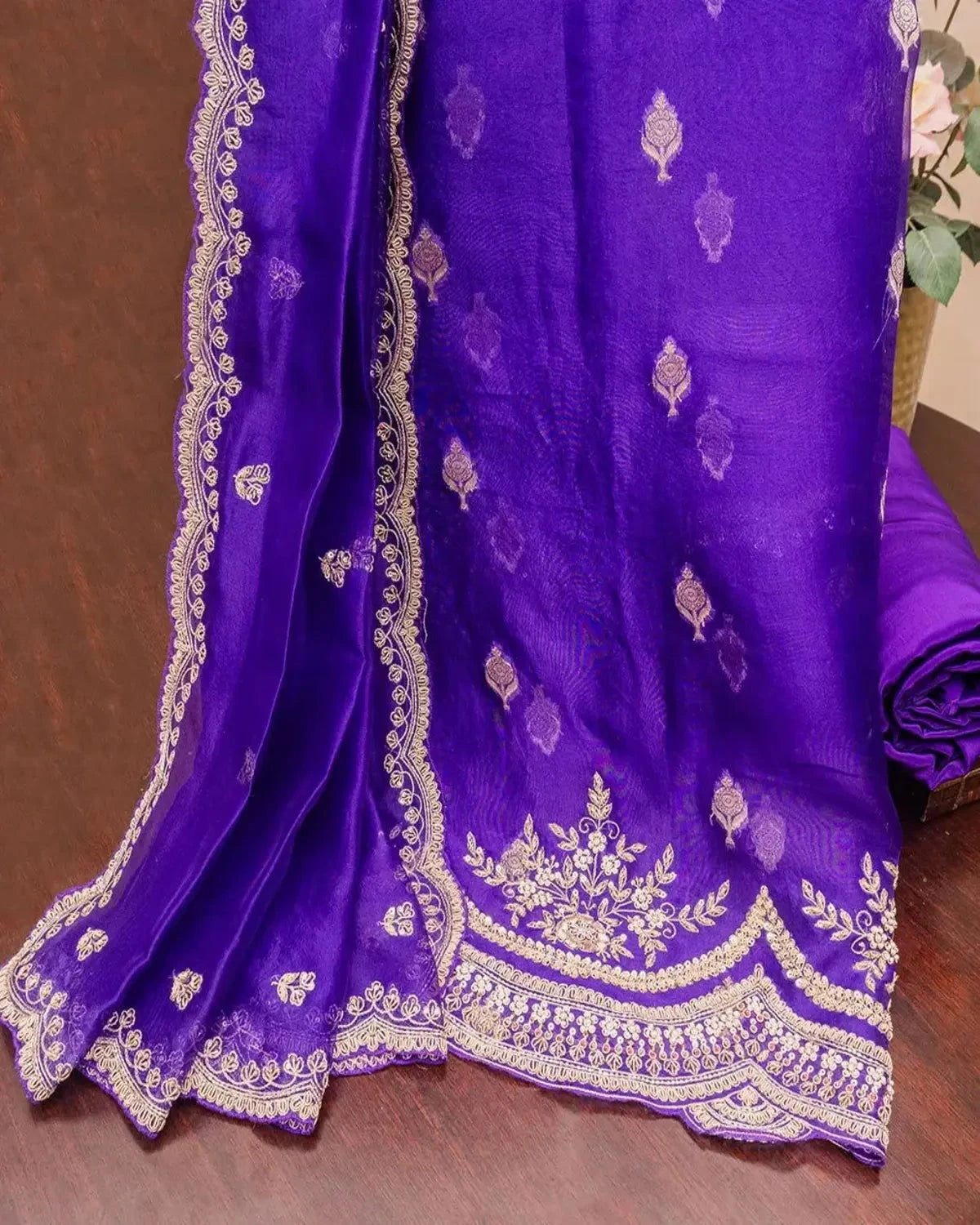 Embroidered Purple Dress Material - Pallodstore