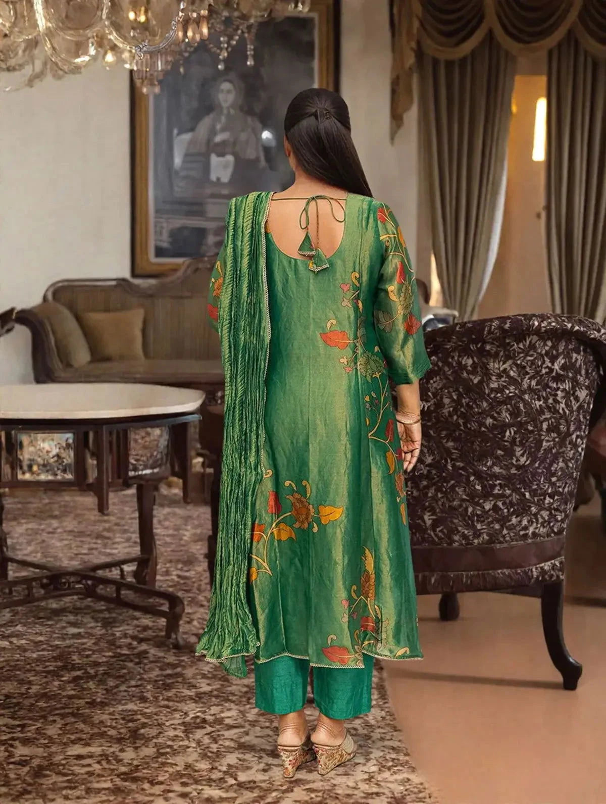 Forest Green A-line Anarkali - Pallodstore