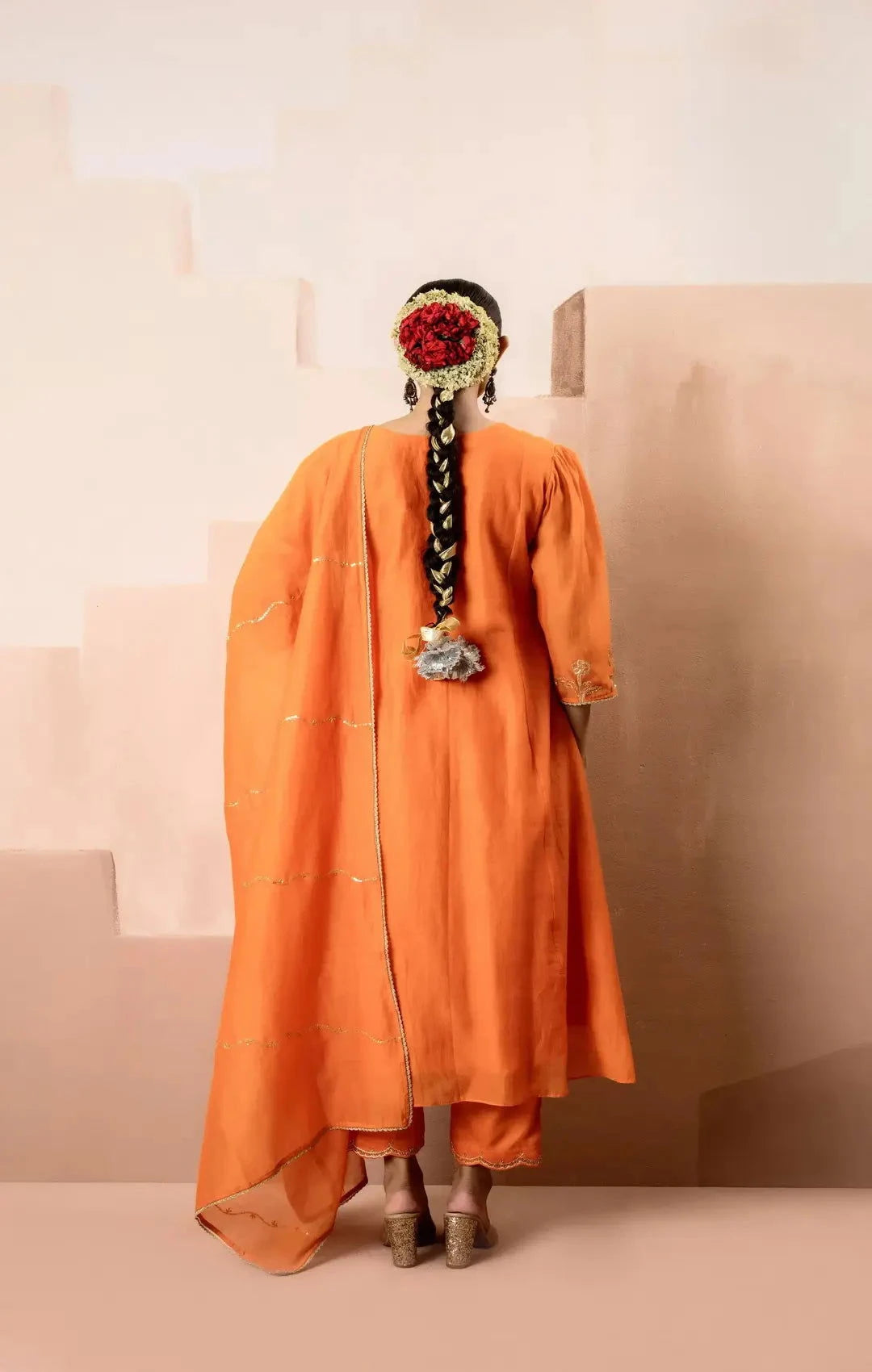 Gul A-line Orange Kurta Set - Pallodstore