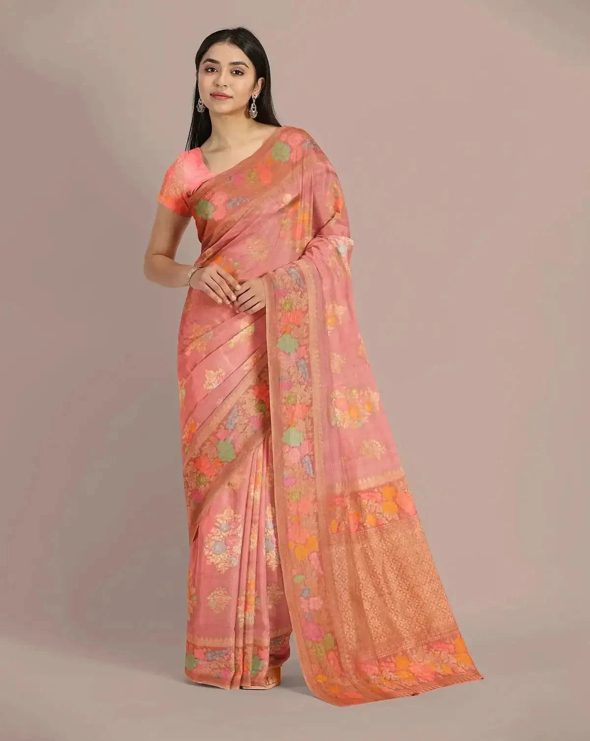 Handwoven Tussar Georgette Saree - Pallodstore
