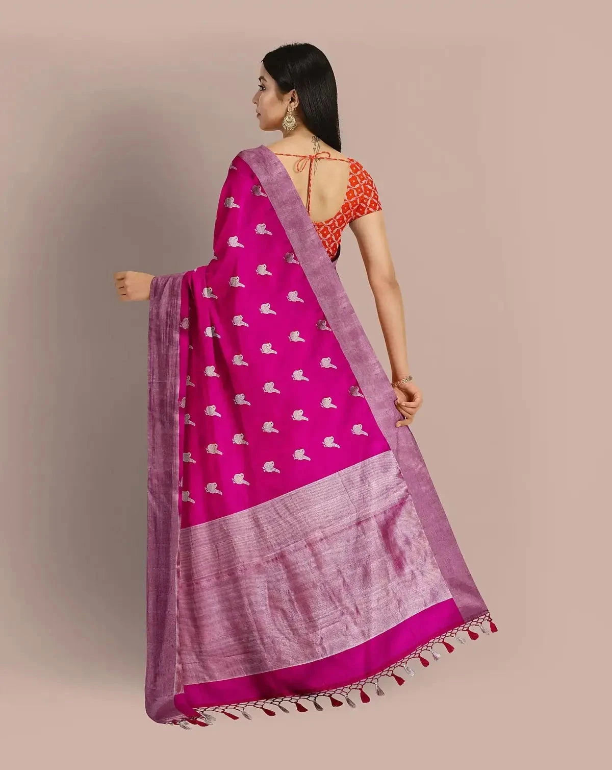Hot Pink Banarasi Silk Saree - Pallodstore