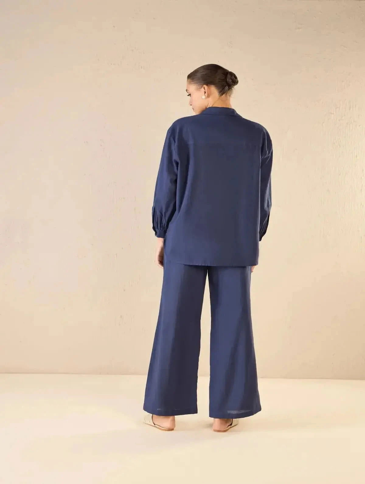 Indigo Oversize Cotton Shirt CO-Ord Set - Pallodstore