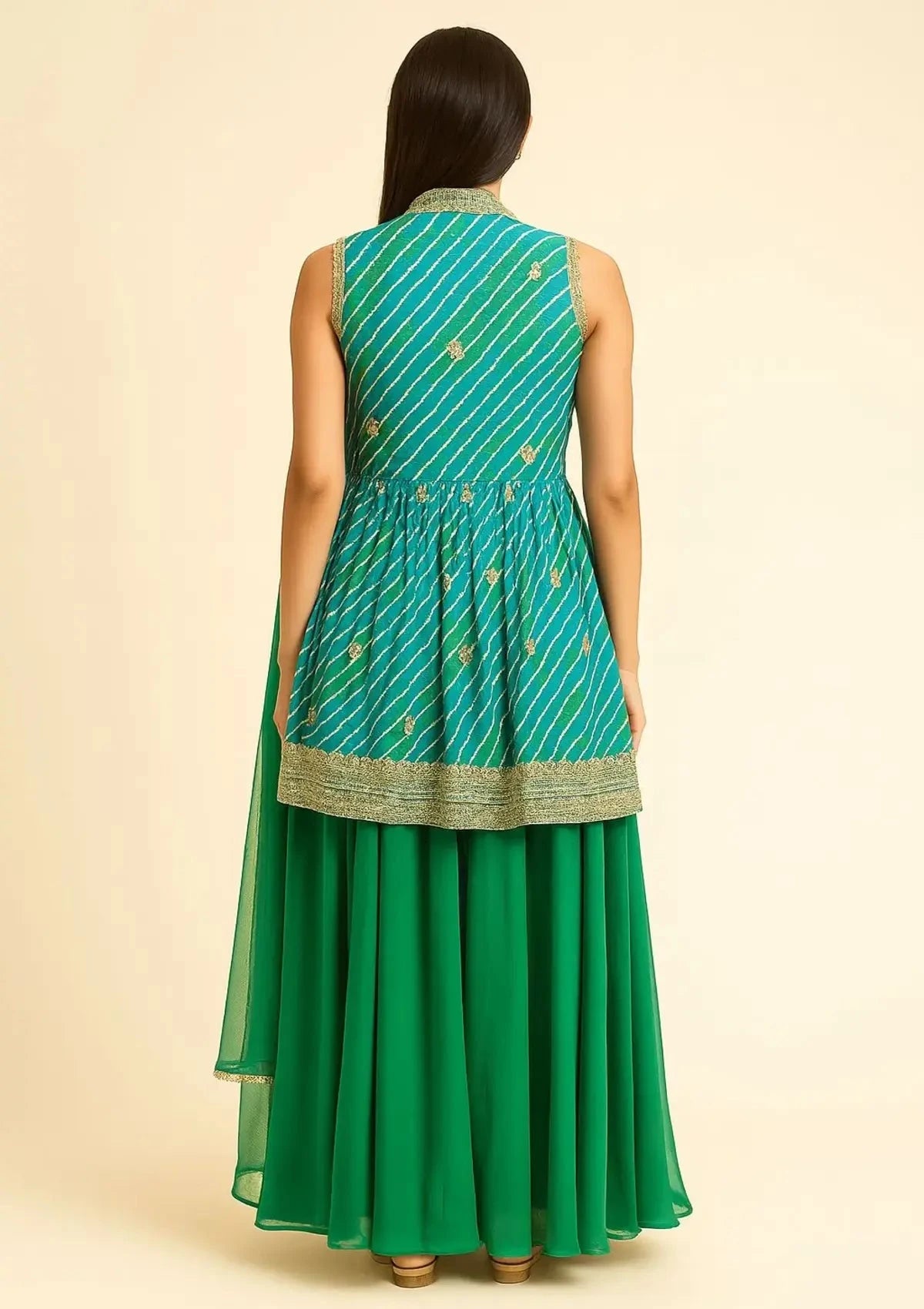 Leheriya green plazzo suit - Pallodstore