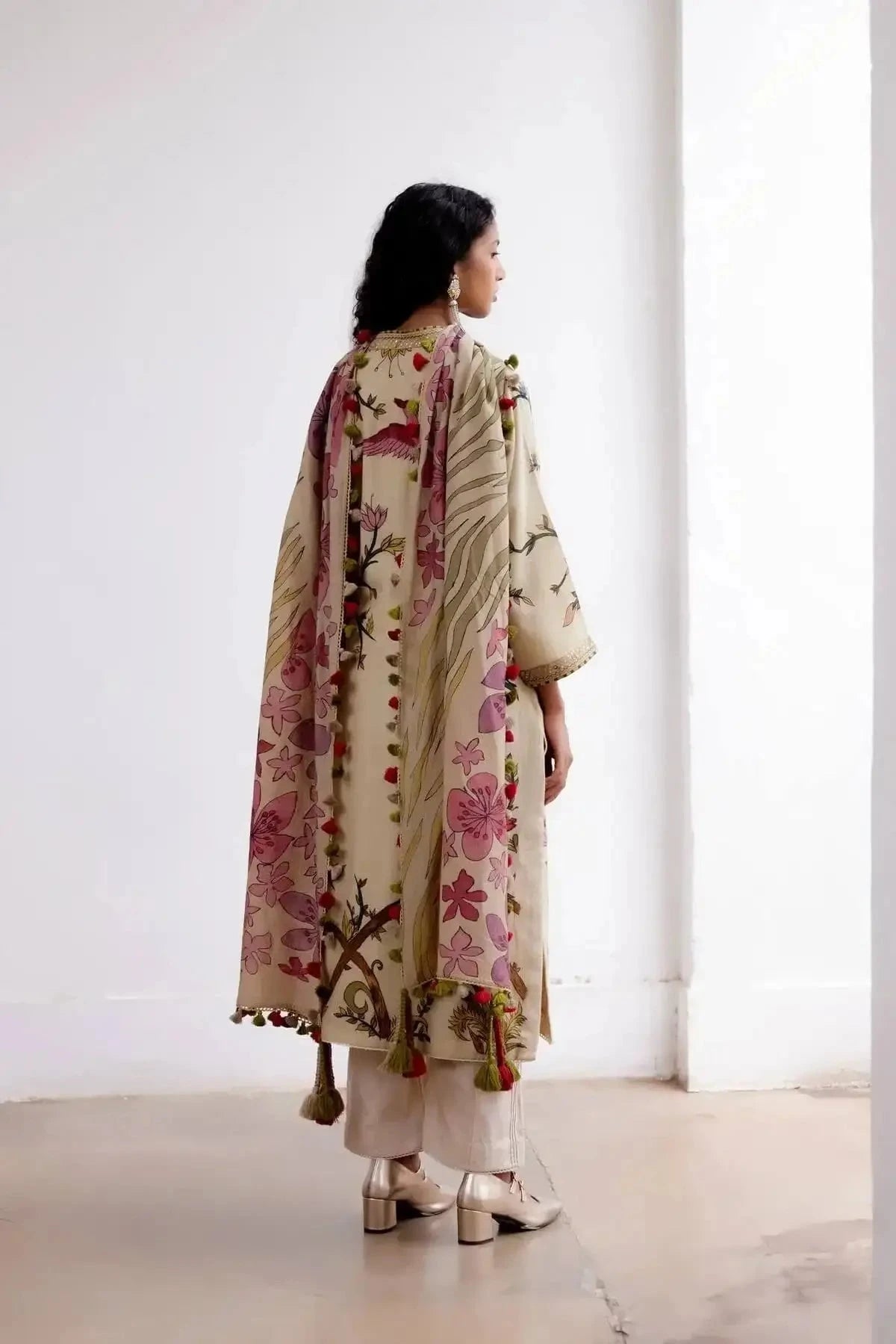Malabar Lepord Ivory Kurta Set - Pallodstore