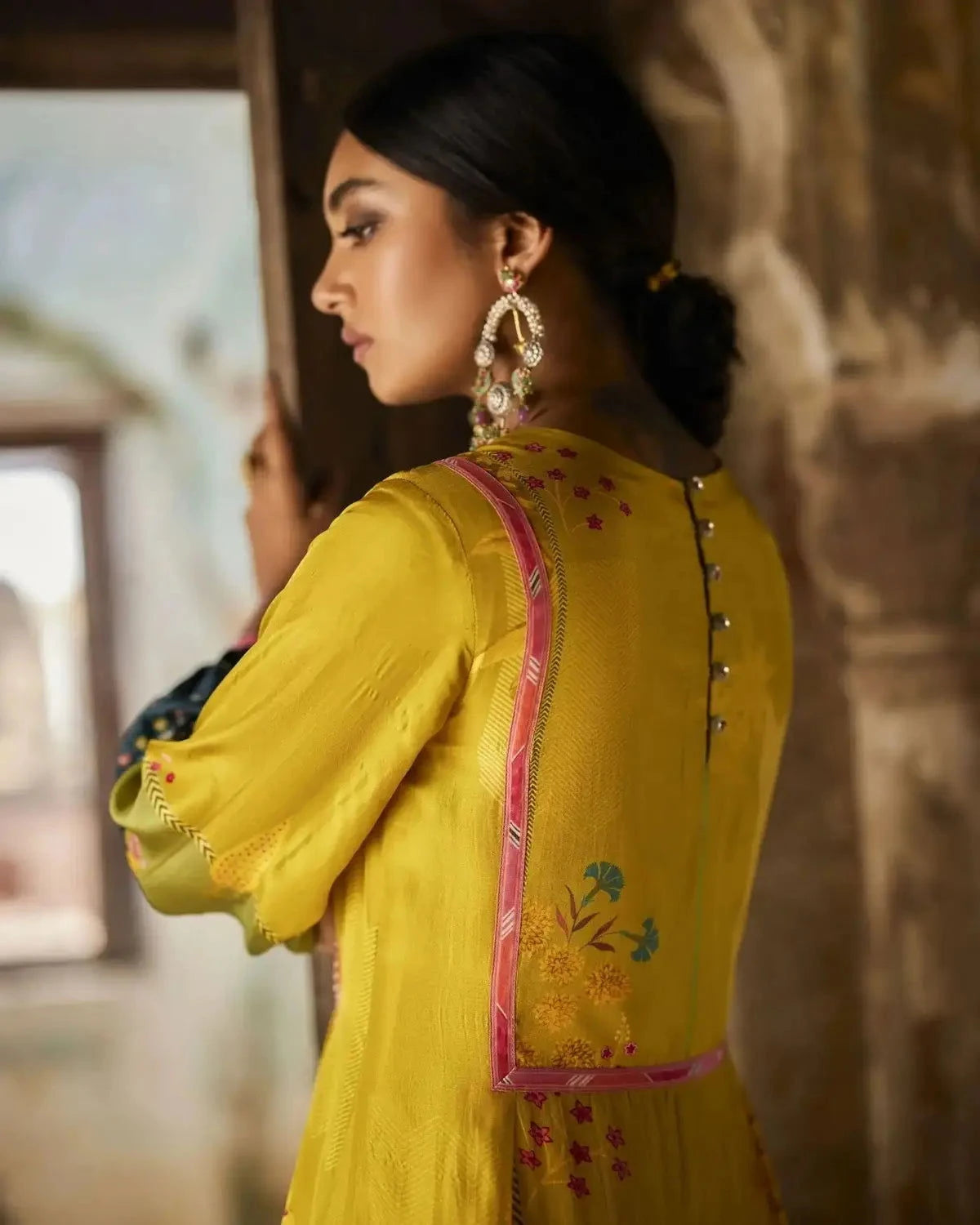 Nadira Lime Yellow Front Puckering Kurta Set - Pallodstore