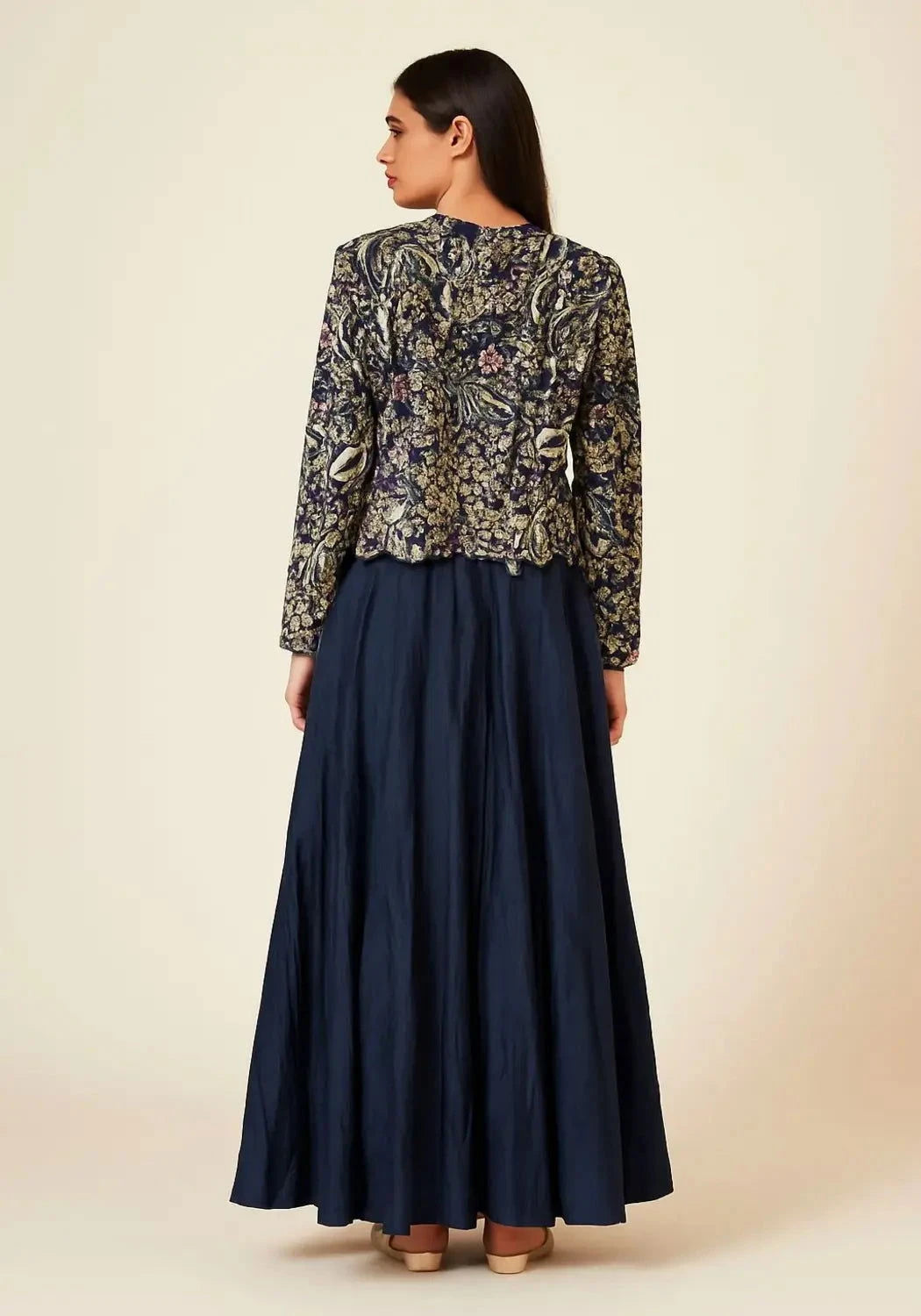 Navy Blue Long One Piece With Heavy Jacket - Pallodstore