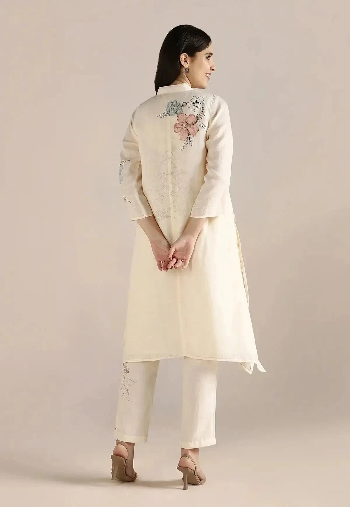 OFF-White Poppy Pop Fly Free Kurta Set - Pallodstore