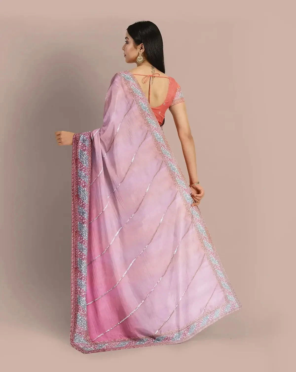 Ombre Shaded Embroidered Saree - Pallodstore