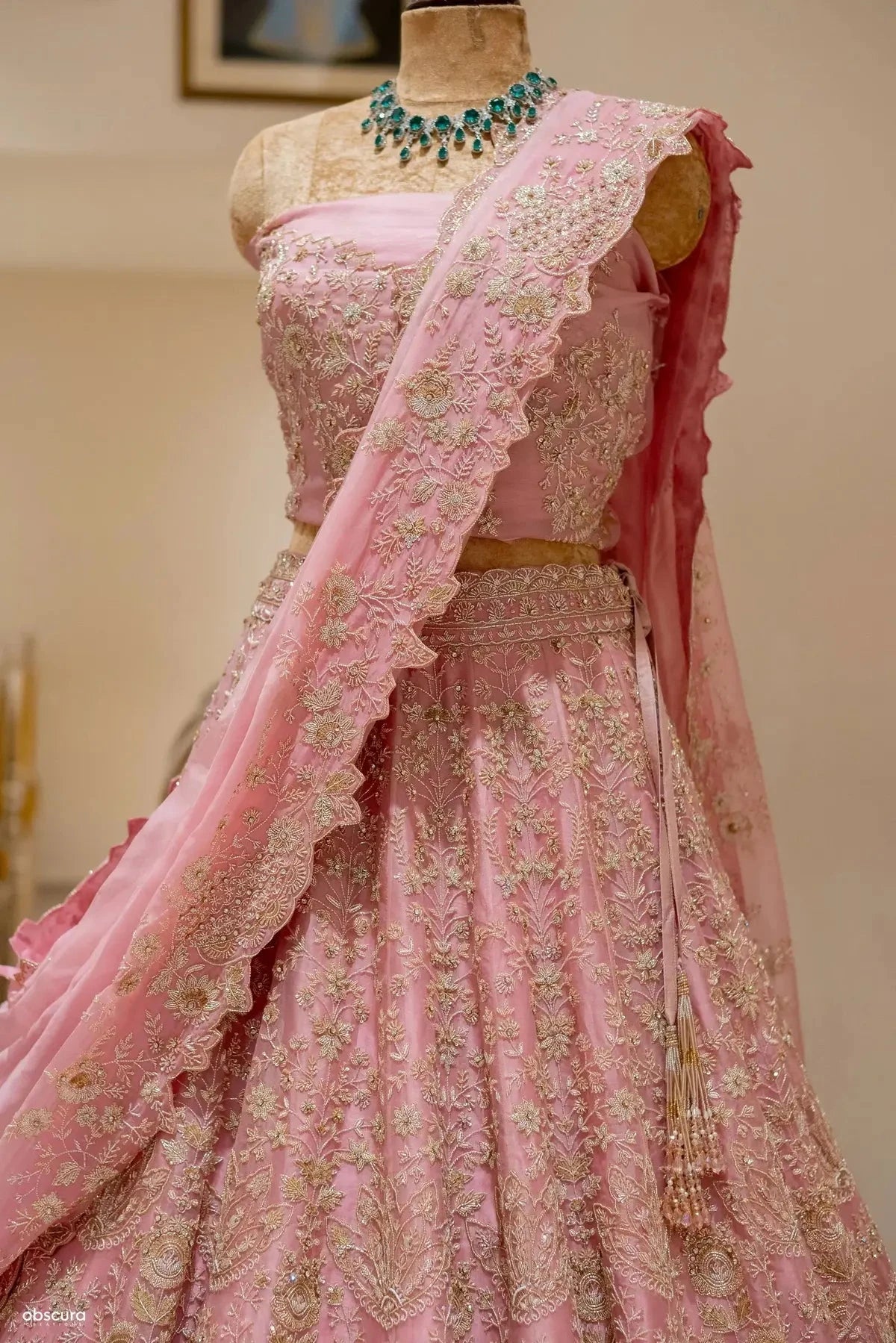 Pink Organza Lehenga - Pallodstore