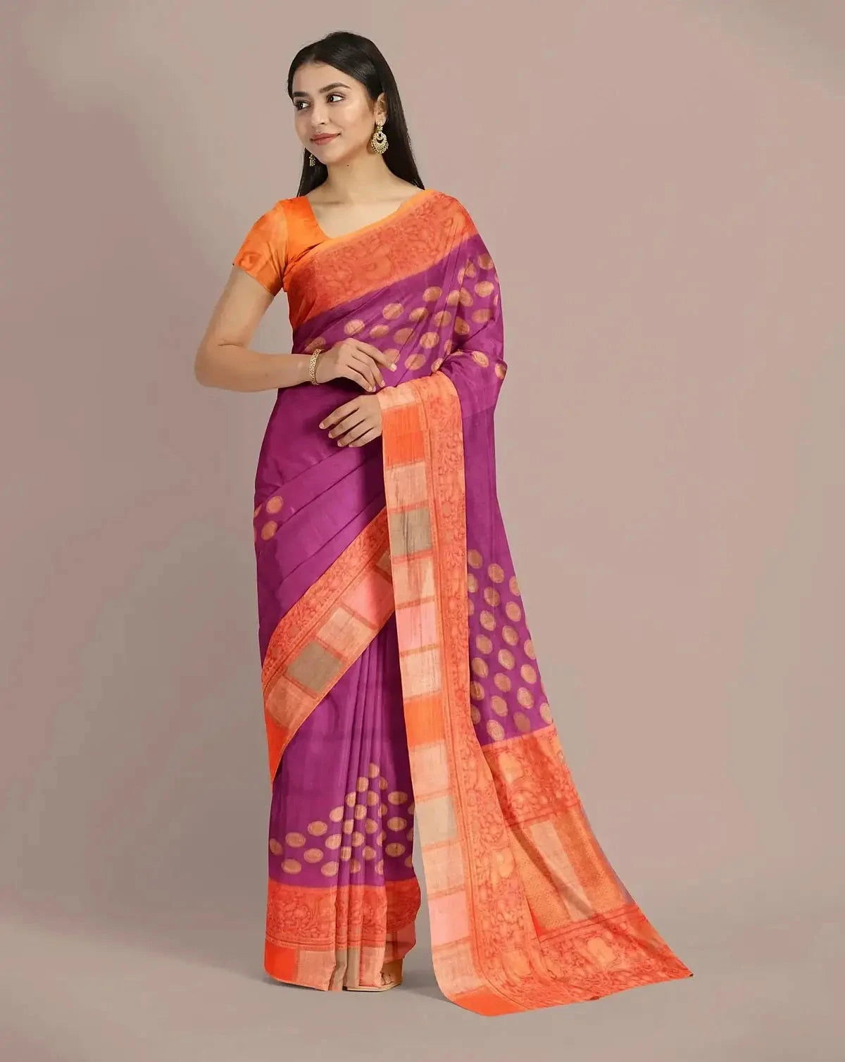 Purple Handloom Tussar Georgette - Pallodstore