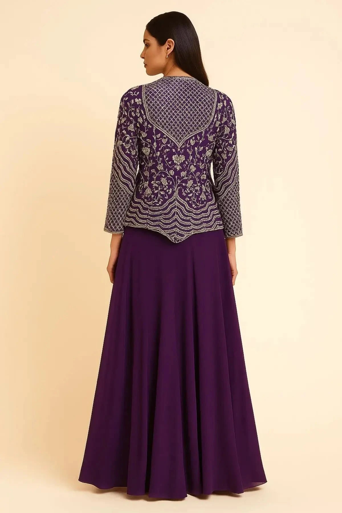 Purple Jacket Blouse Indo Western - Pallodstore