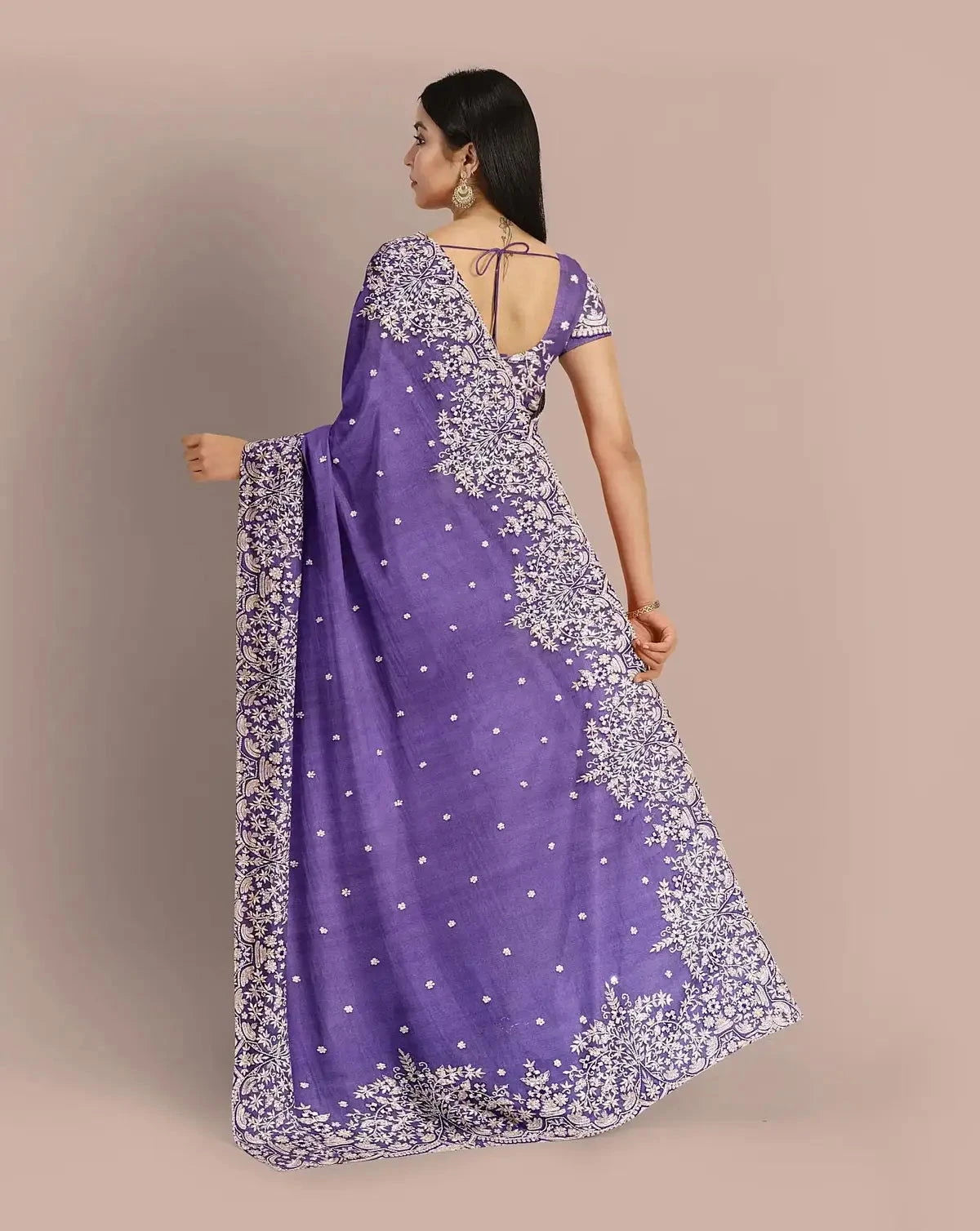 Purple Organza Saree - Pallodstore
