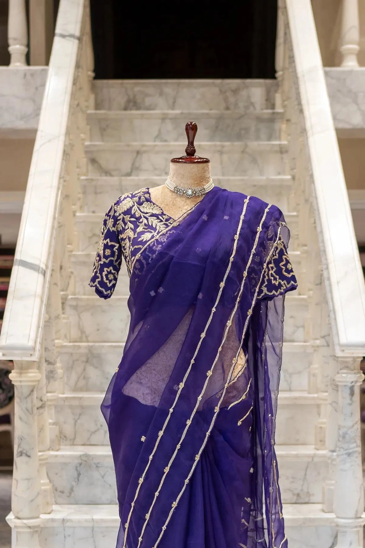Purple Organza Saree - Pallodstore
