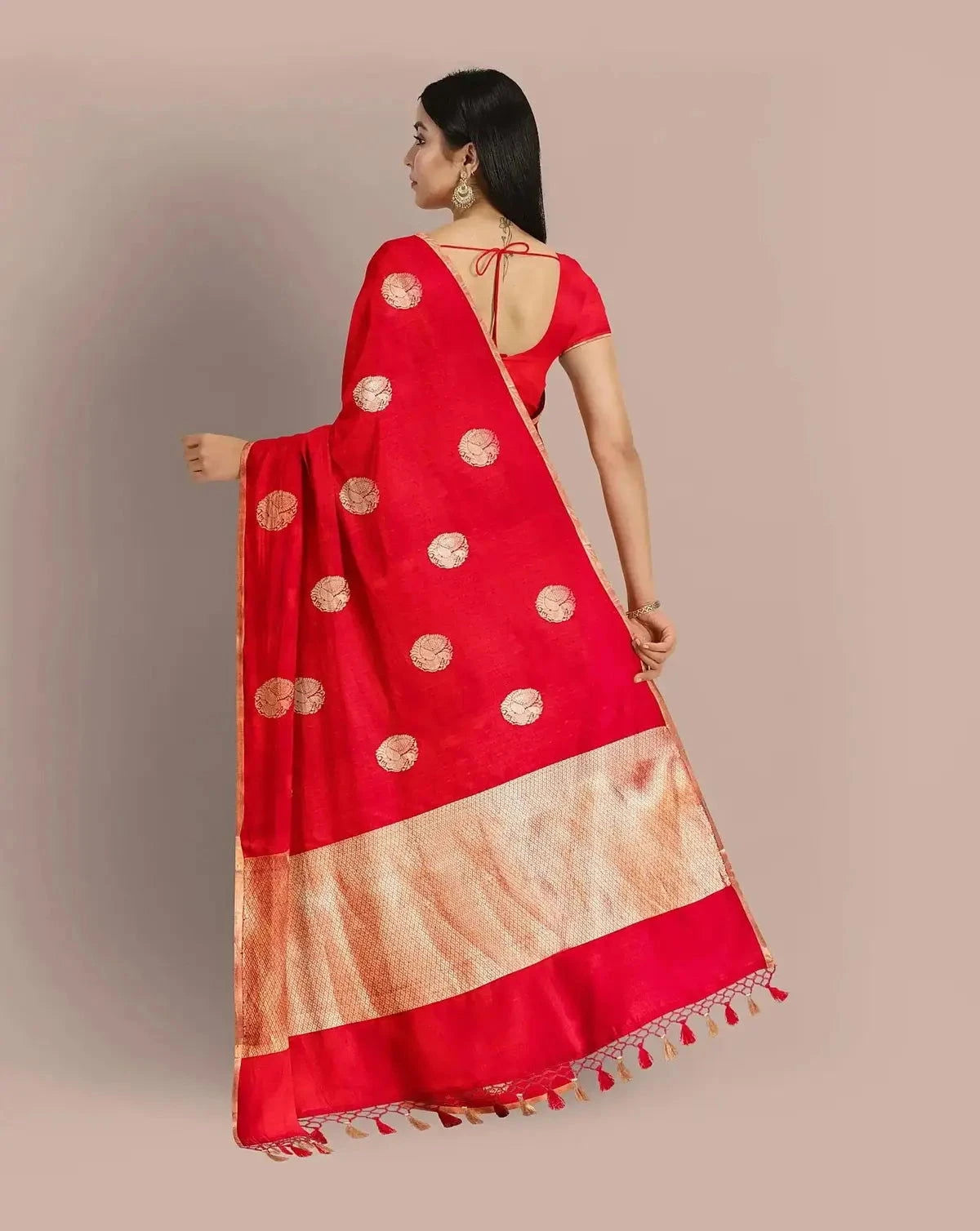 Red Banarasi Silk Saree - Pallodstore