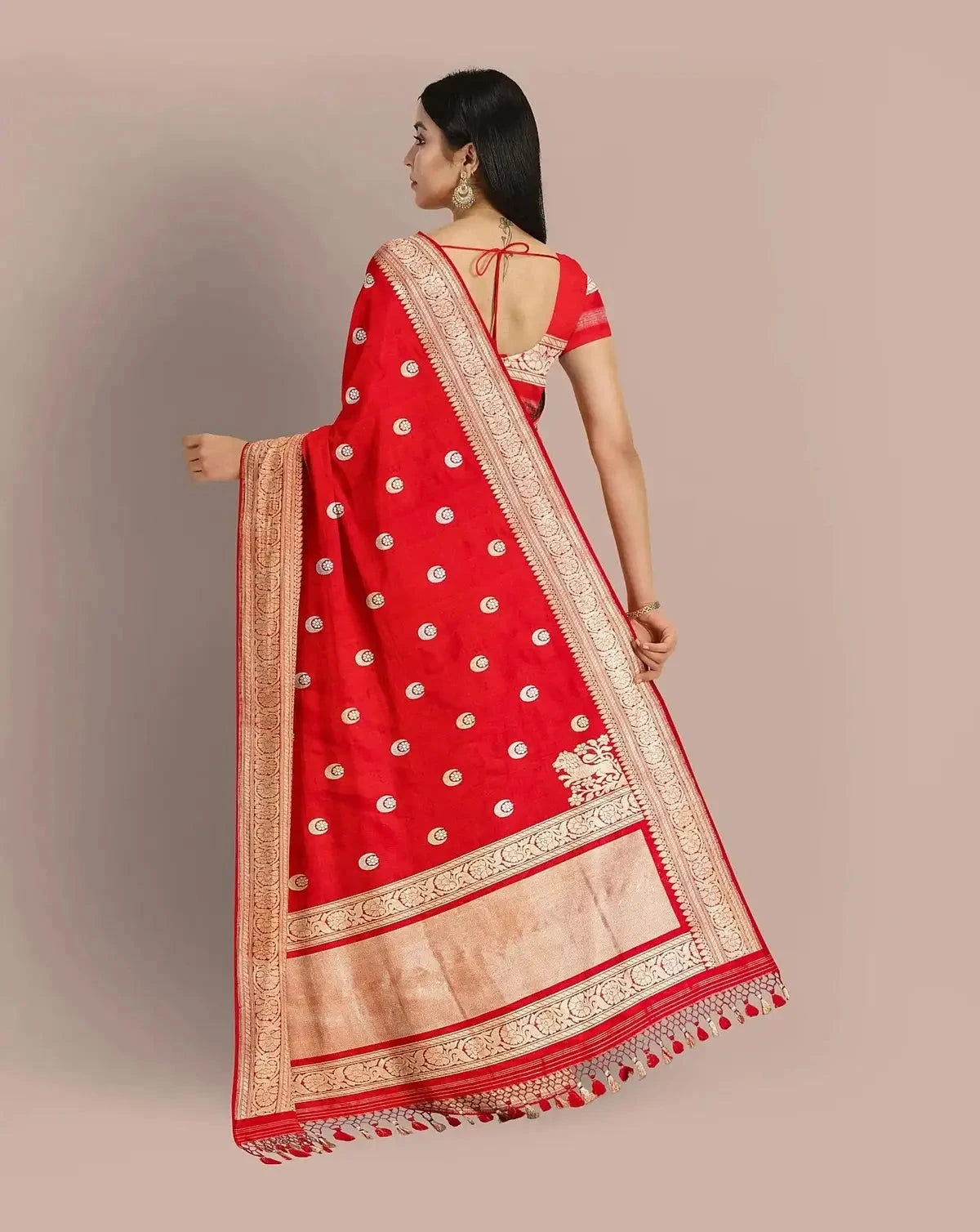 Red Handwoven Banarasi Silk Saree - Pallodstore