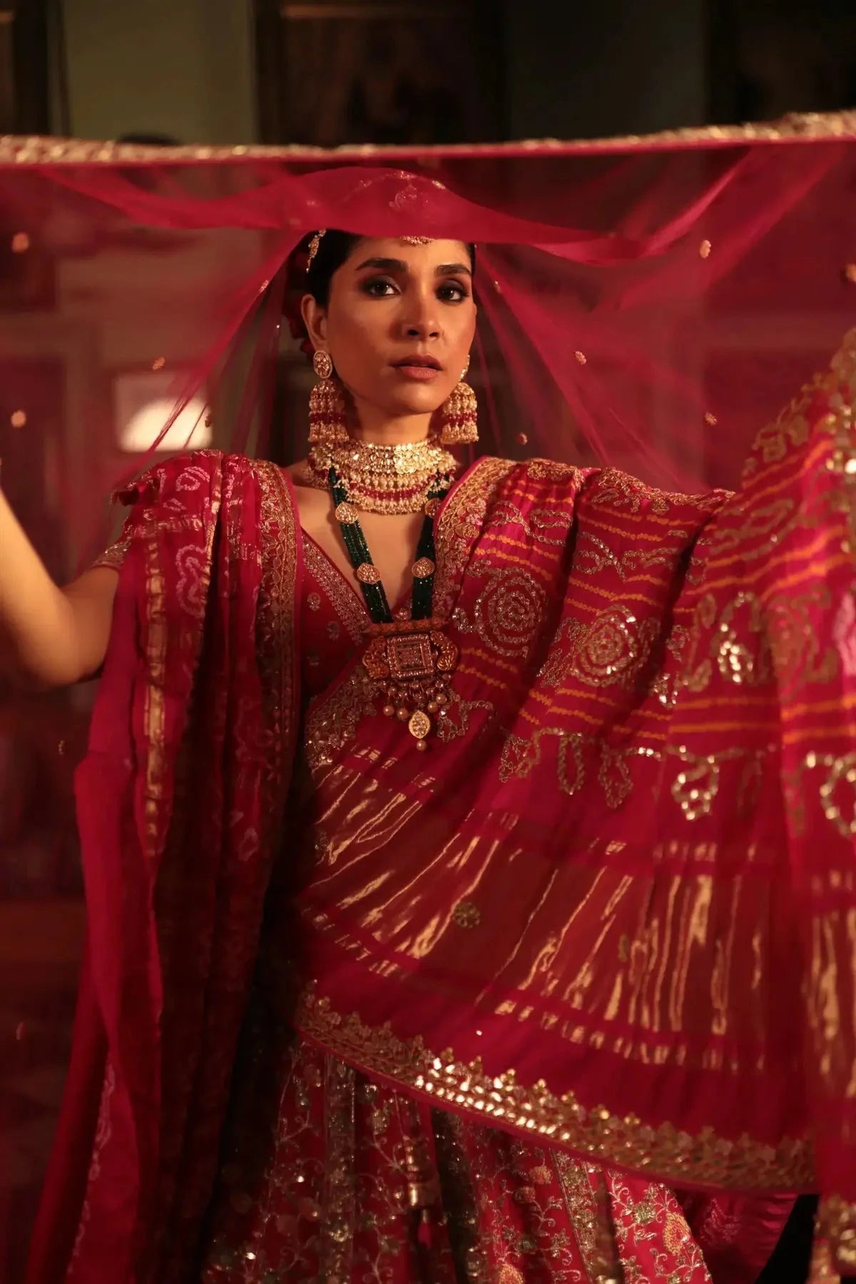 Red Raw Silk Lehenga - Pallodstore