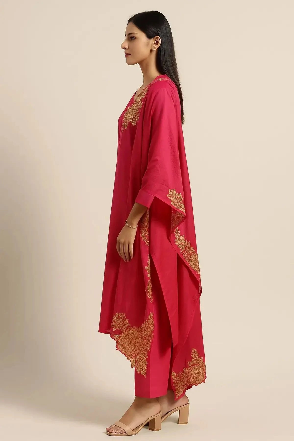 Red Straight Line Suit Dress Material - Pallodstore