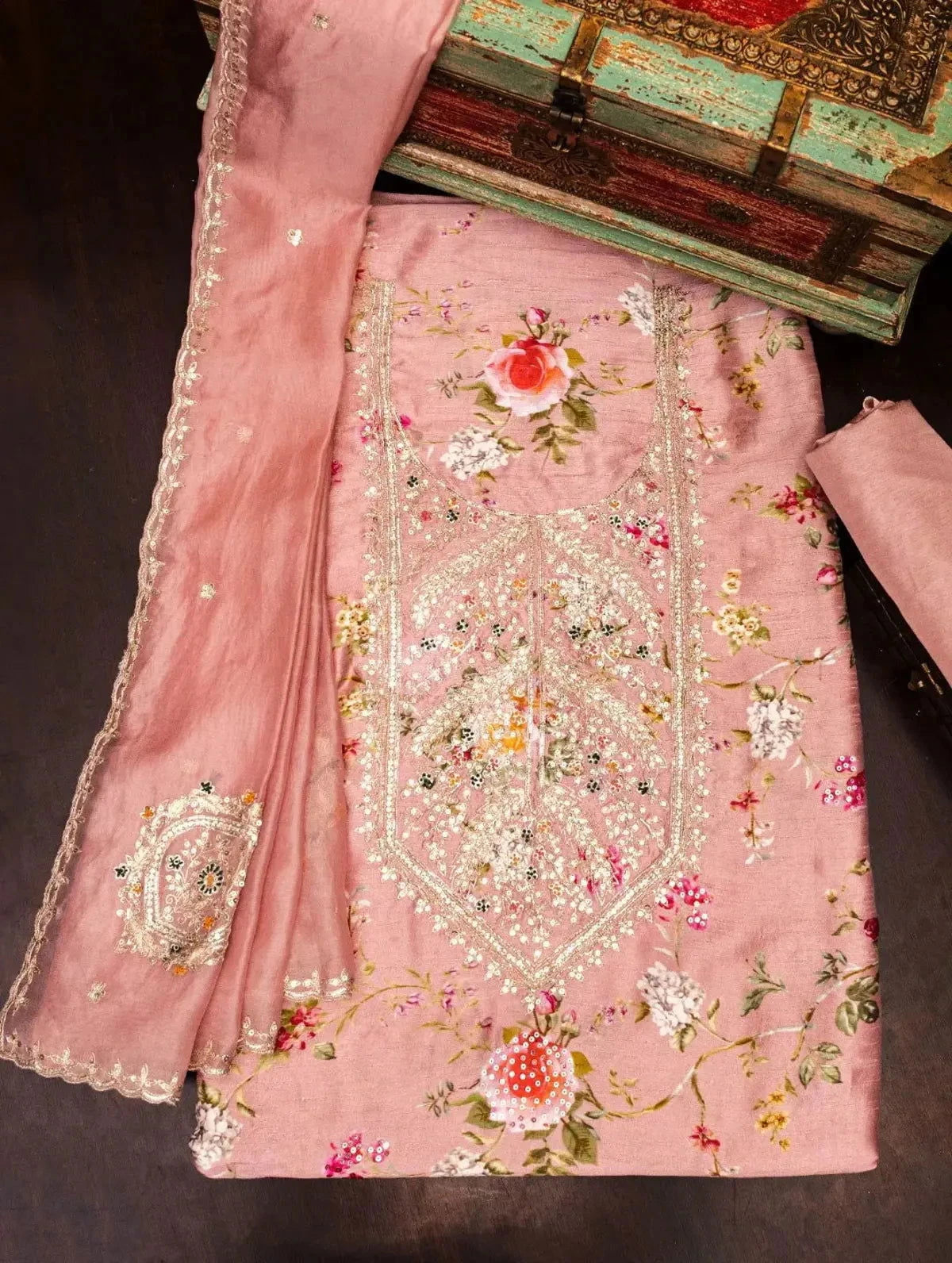 Rose Pink Dress Material - Pallodstore