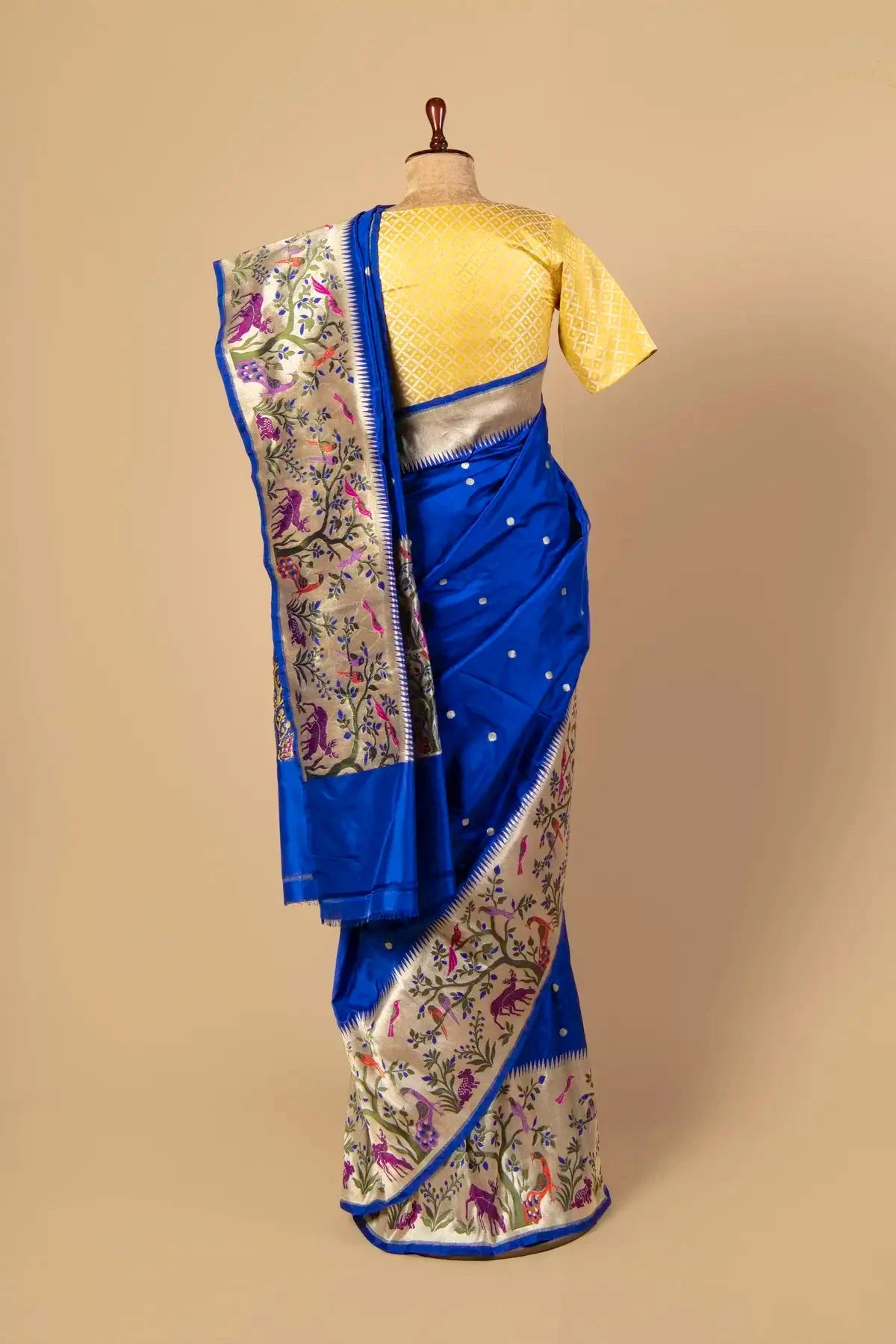 Royal Blue Banarasi Silk Paithani Saree - Pallodstore