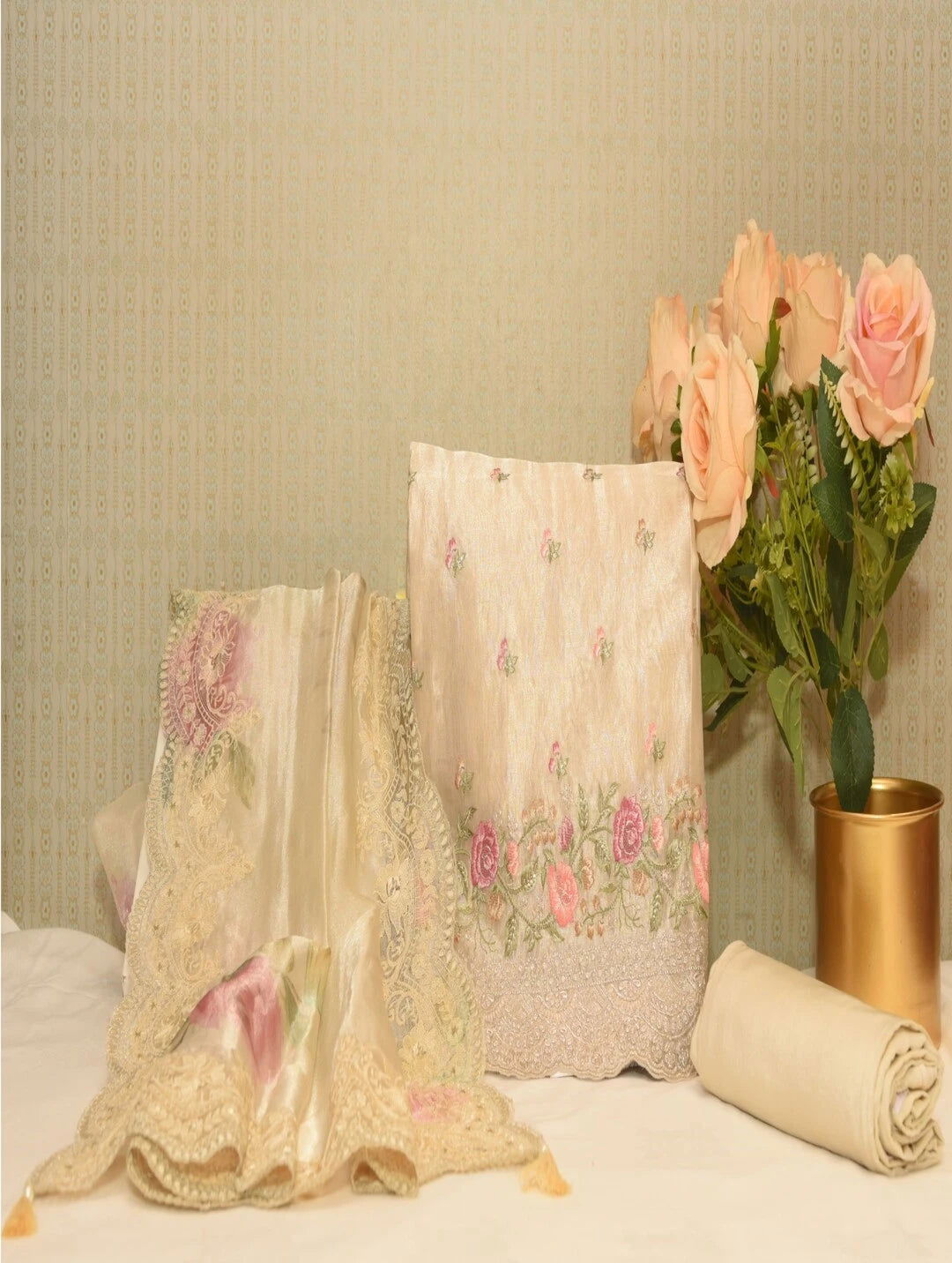 Silver Tissue Dress Material - Pallodstore