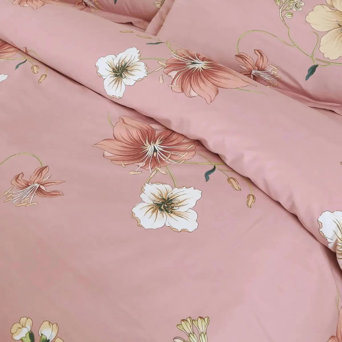 Sion Printed Baby Pink 500TC Egyptian Cotton Bedding Set - Pallodstore