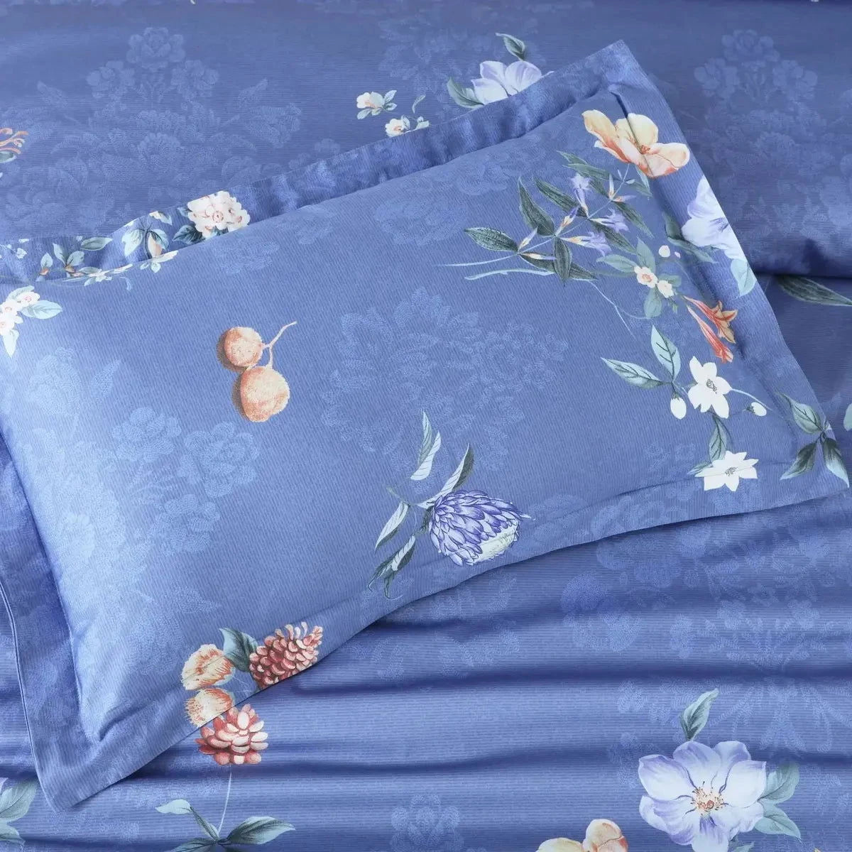 Sion Printed French Blue 500TC Egyptian Cotton Bedding - Pallodstore