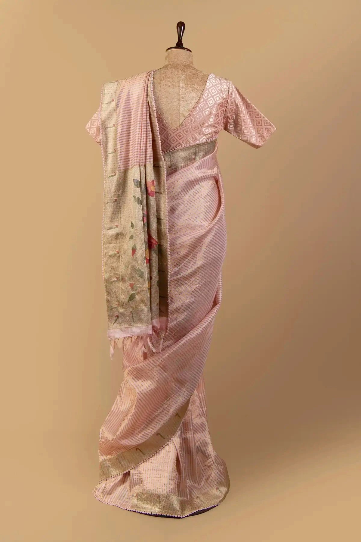 Soft Pink Tussar Silk Saree - Pallodstore