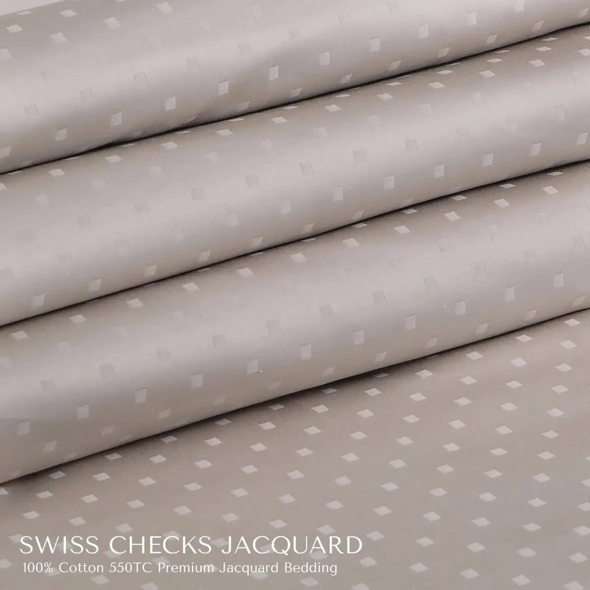 Swiss Checks Jacquard Beige King Size Bedsheet Set - Pallodstore