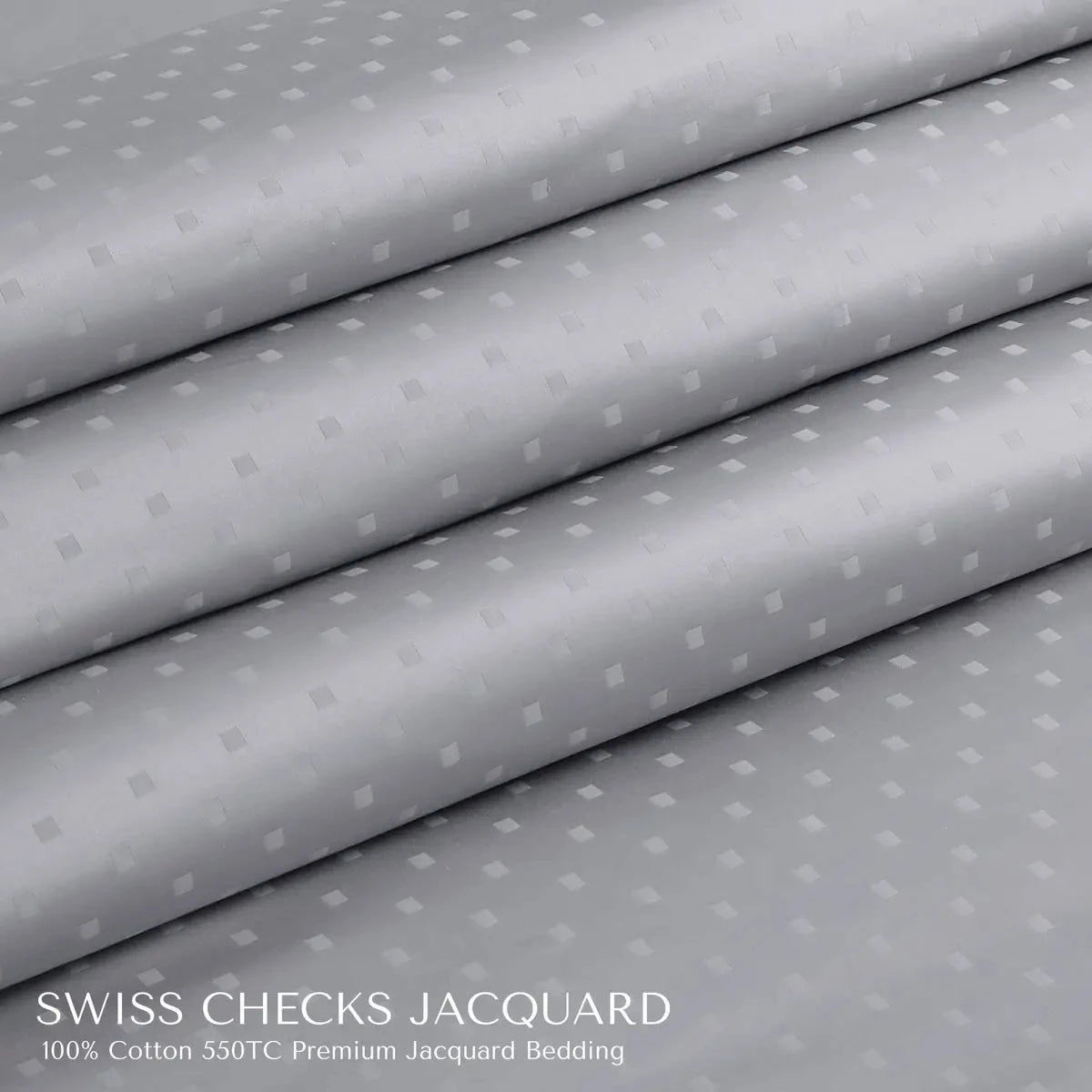 Swiss Checks Jacquard Light Grey King Size Bedsheet Set - Pallodstore