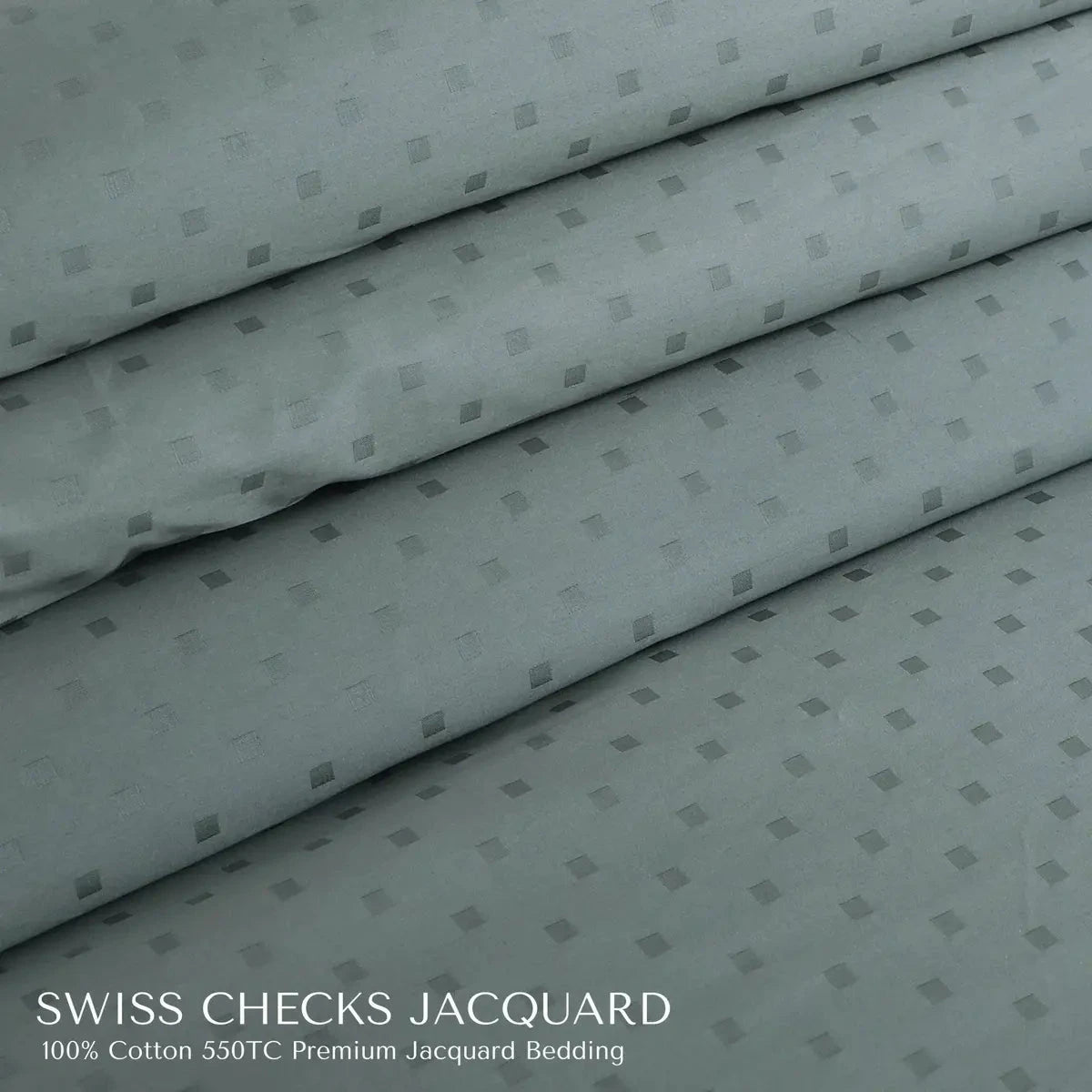 Swiss Checks Jacquard Olive Green King Size Bedsheet Set - Pallodstore