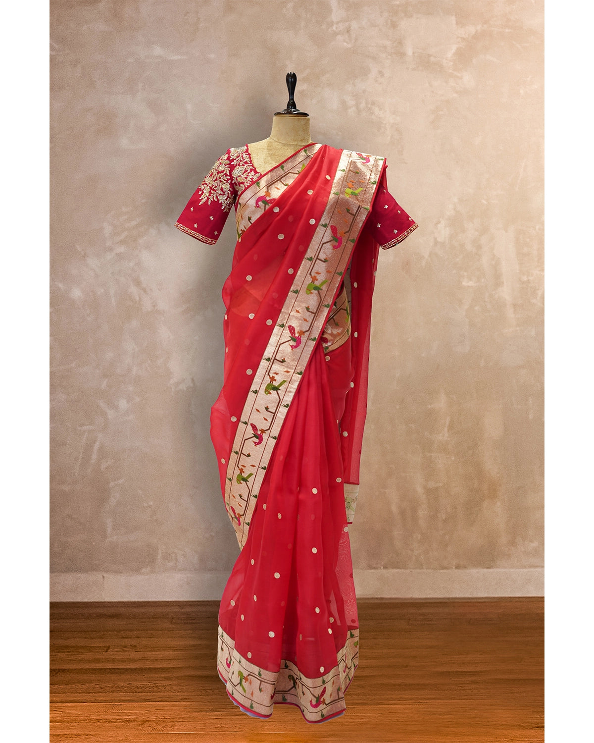 Red Organza Saree