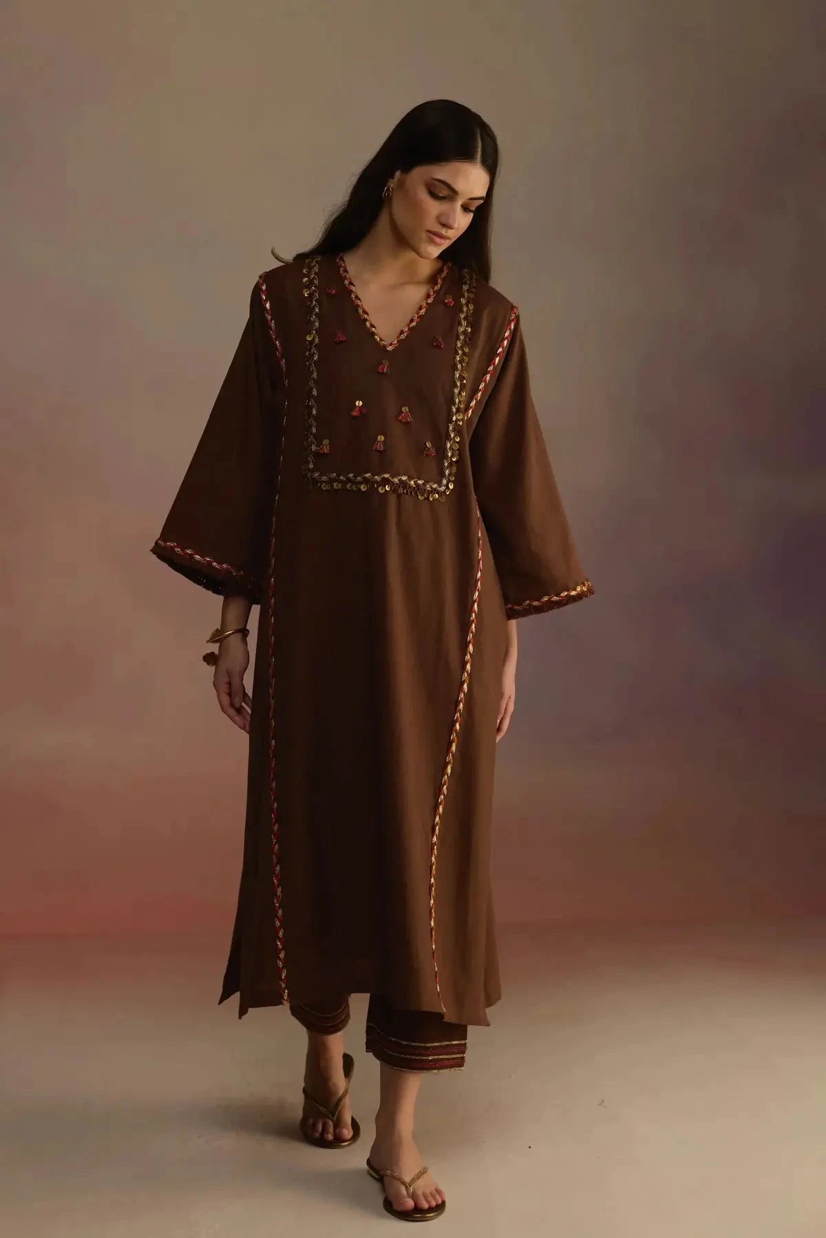 Amber Brown Kurta Set - Pallodstore