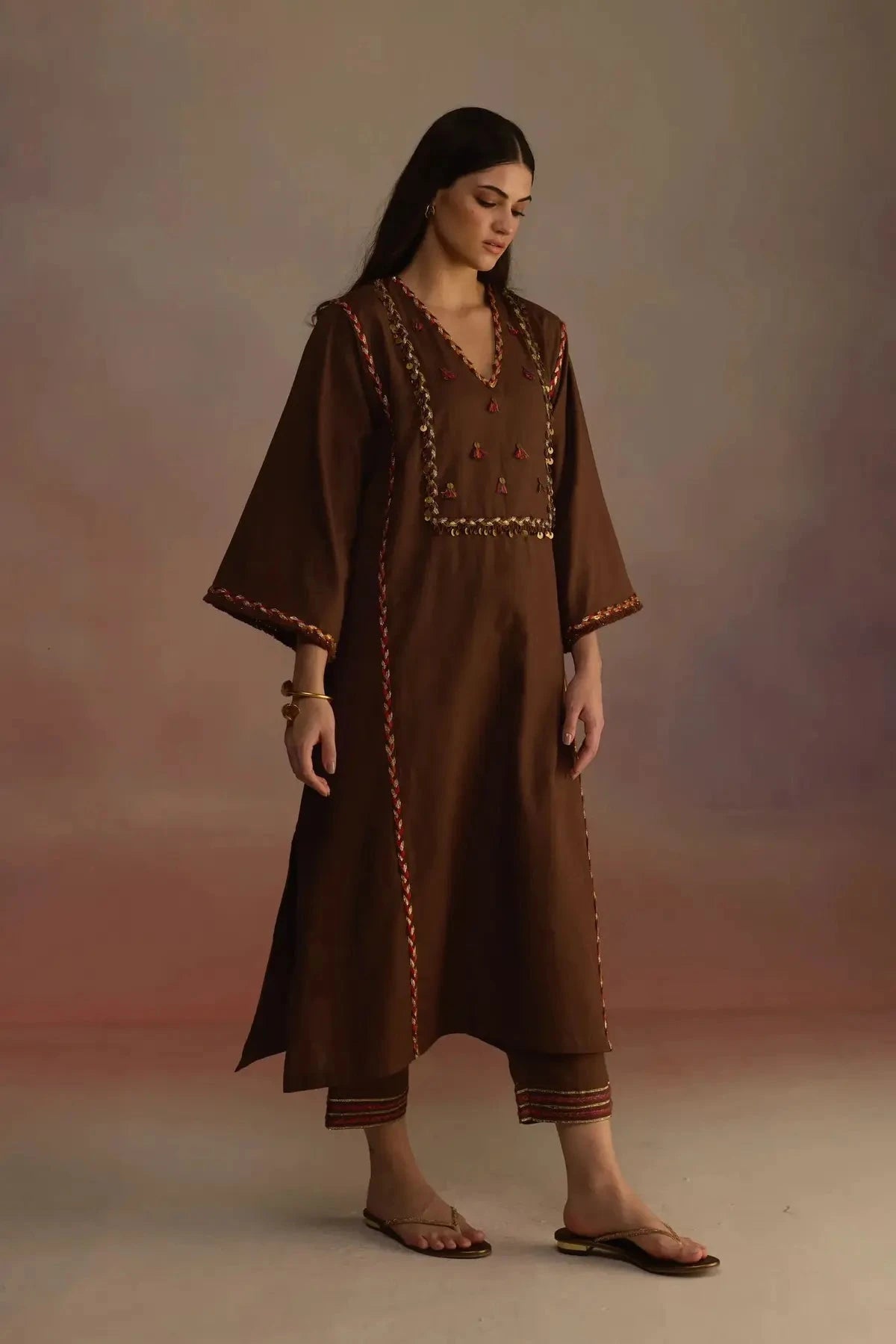 Amber Brown Kurta Set - Pallodstore