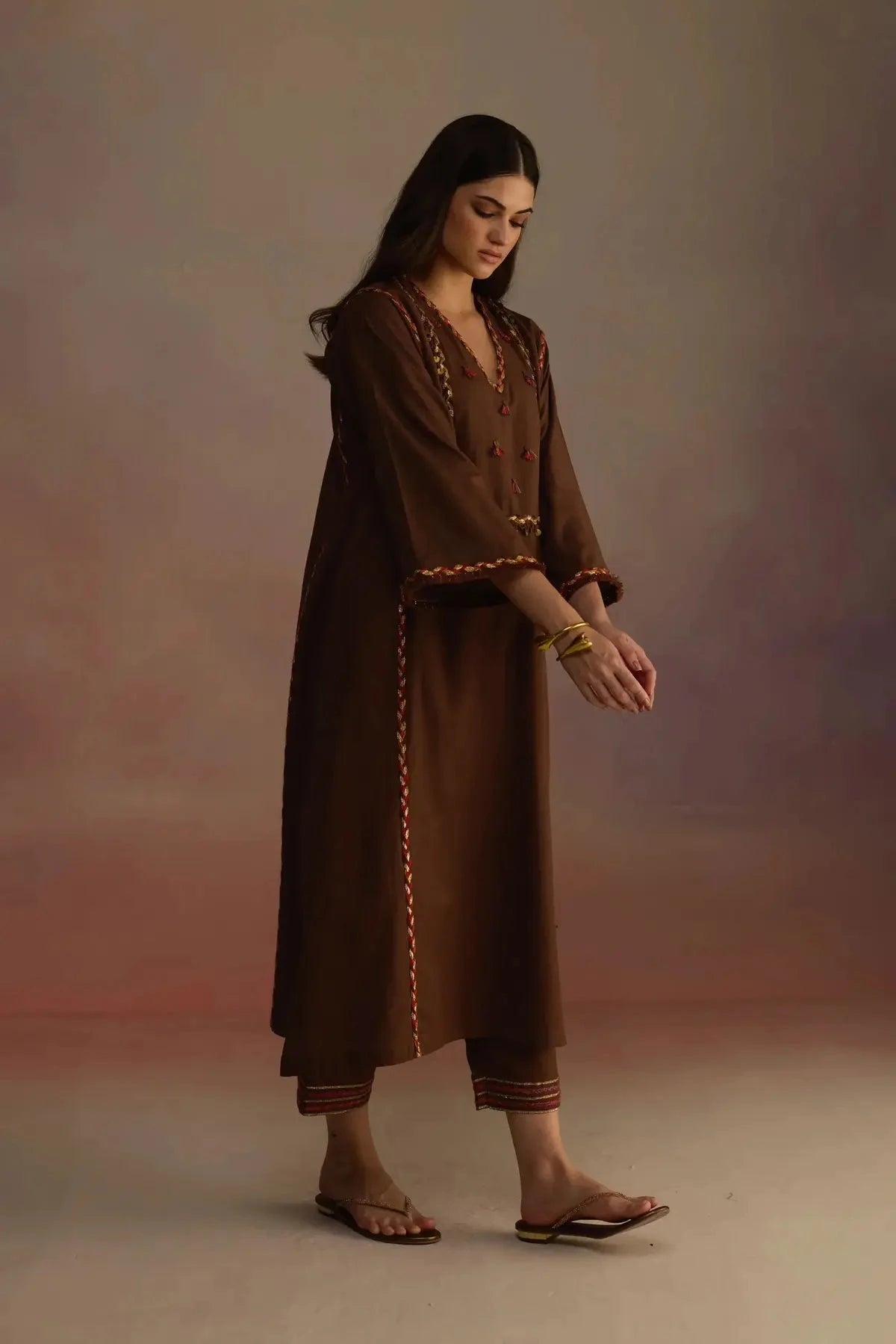 Amber Brown Kurta Set - Pallodstore