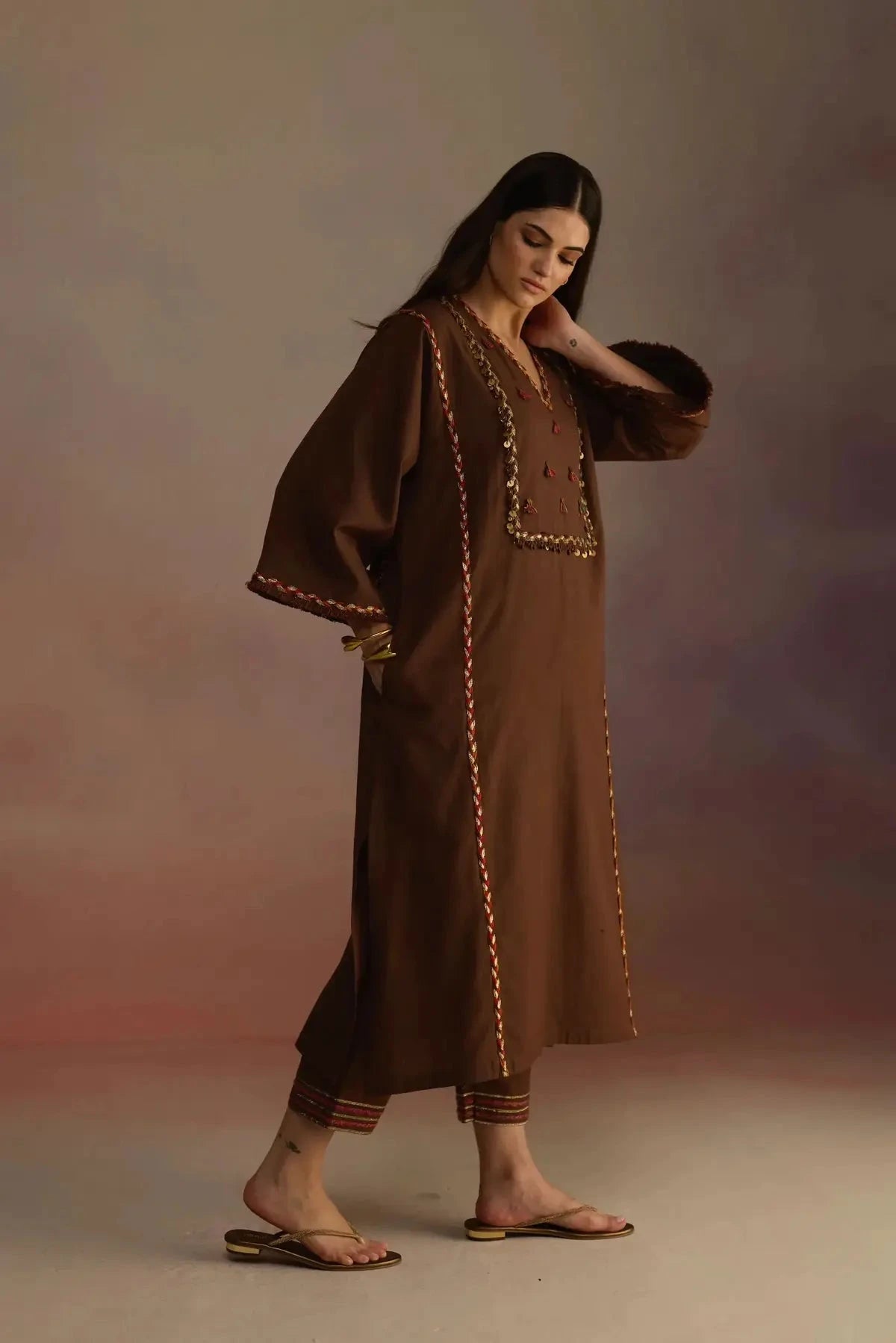 Amber Brown Kurta Set - Pallodstore