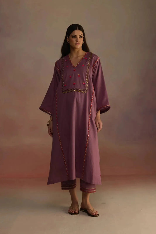 Amber Purple Kurta Set - Pallodstore