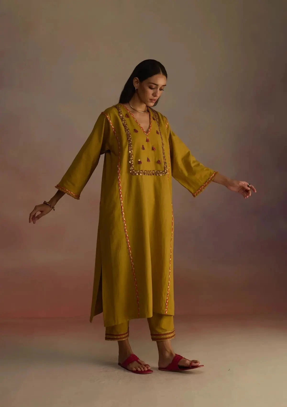 Amber Yellow Kurta Set - Pallodstore