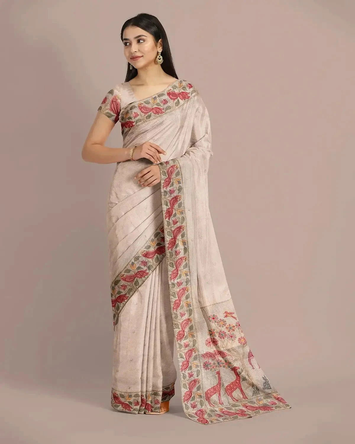 Antique Gold Tissue Saree - Pallodstore
