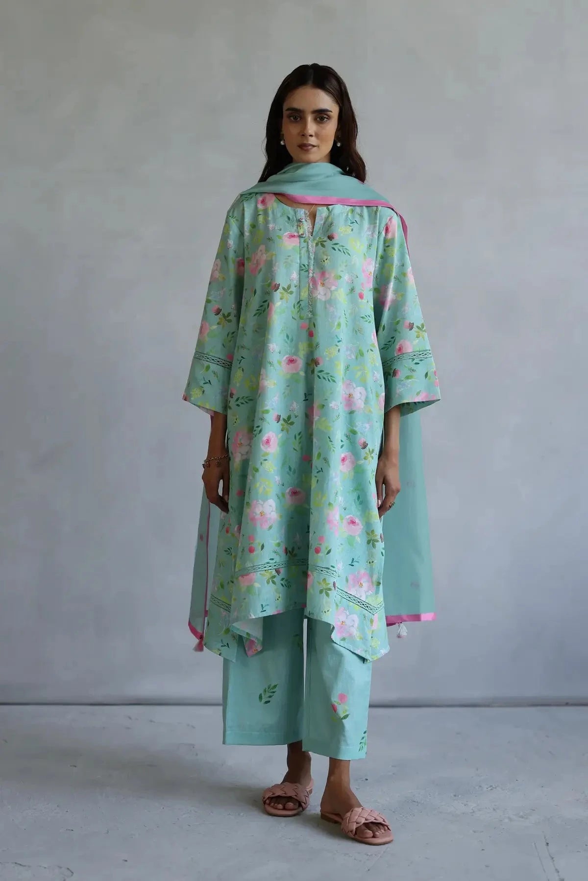 Aqua Hyacinth Kurta Set - Pallodstore
