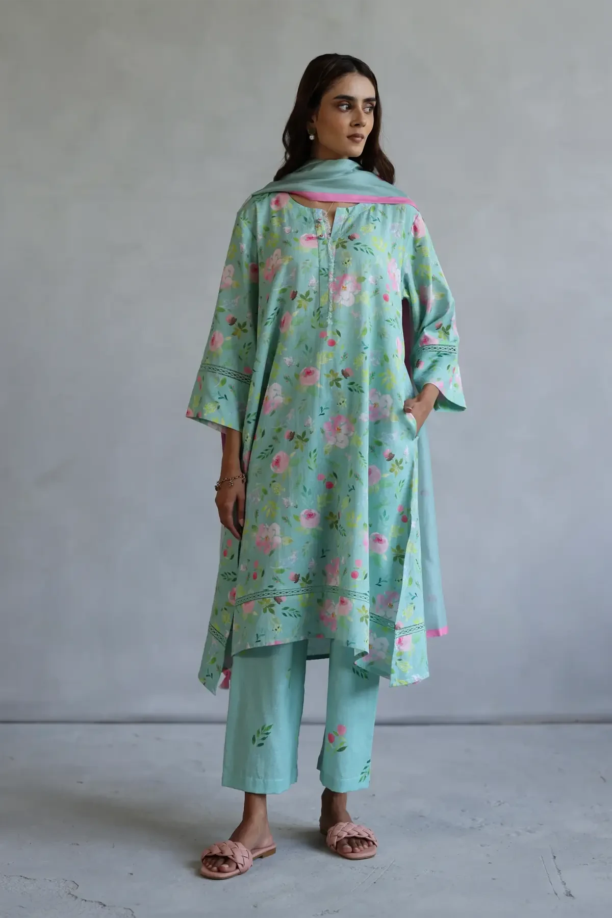 Aqua Hyacinth Kurta Set - Pallodstore