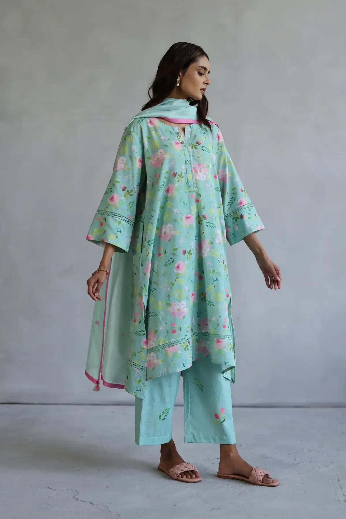 Aqua Hyacinth Kurta Set - Pallodstore