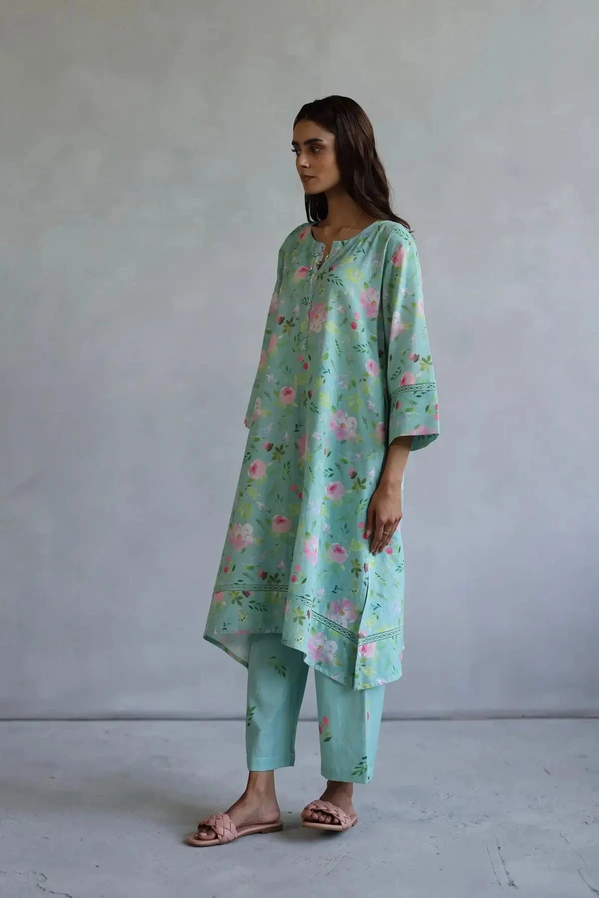 Aqua Hyacinth Kurta Set - Pallodstore