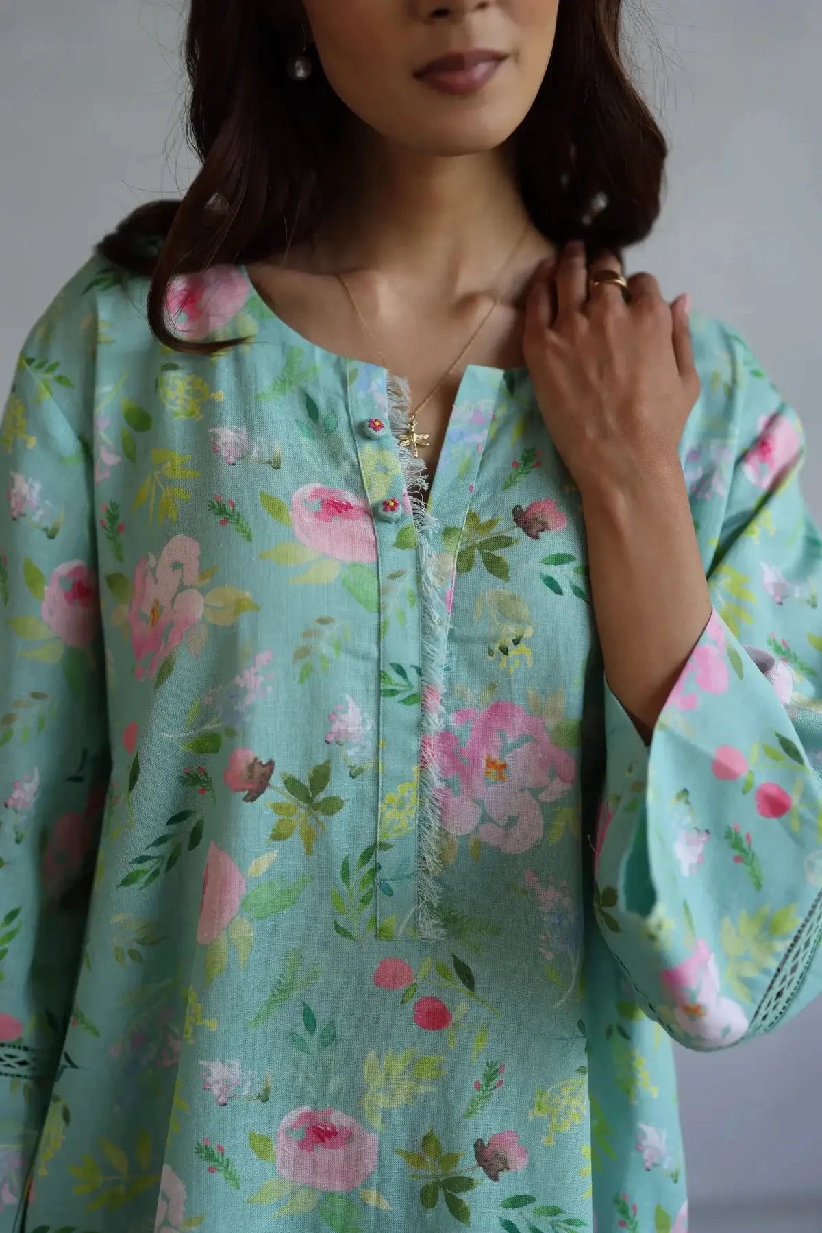 Aqua Hyacinth Kurta Set - Pallodstore